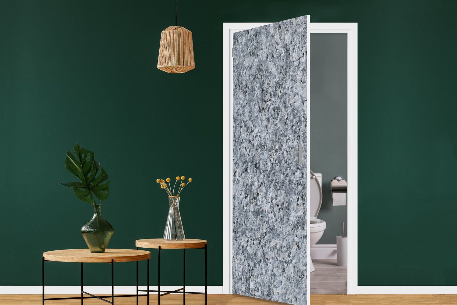 MuchoWow Türtapete Granit Türaufkleber, (1 Fototapete Tür, - Design - bedruckt, - Matt, 75x205 - Muster St), Grau, für Stein cm