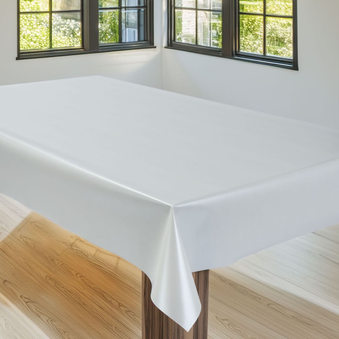 laro Tischdecke Wachstuchtischdecke Uni Reinweiß PVC Eckig – Bild 4 von 5