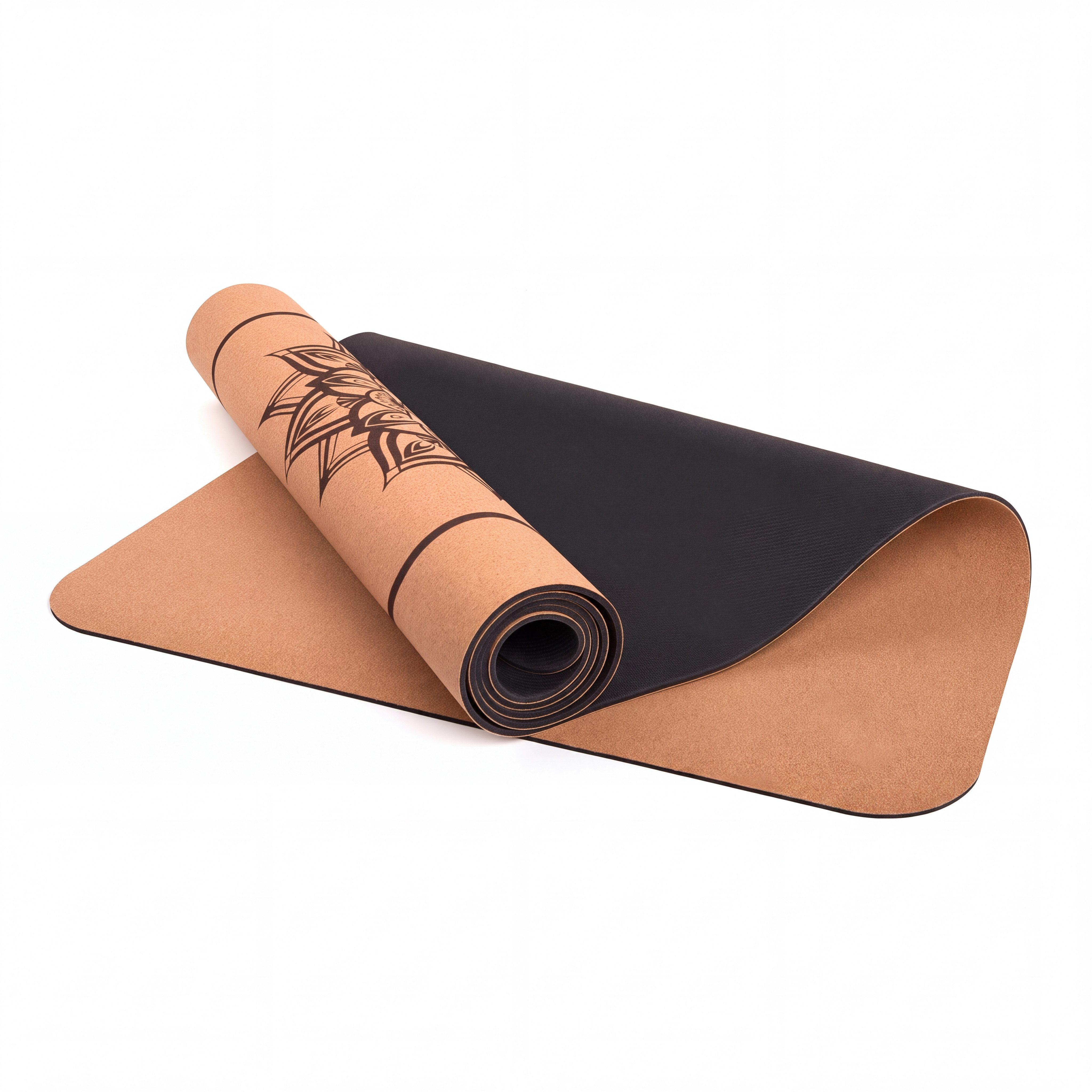 Black Snake Yogamatte aus Naturkork & Naturkautschuk mit Alignment-Linien für Yoga & Pilates (1-St), rutschfest, planliegend, nachhaltig, 4 mm, 180 x 60 cm