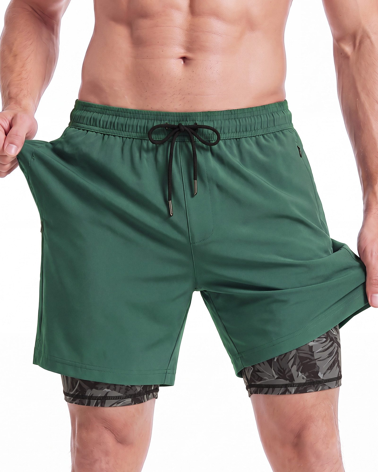 MaaMgic Shorts Herren Elastan kurze Hose 2-in-1 Badehose schnelltrocknend Sporthose (1-tlg)
