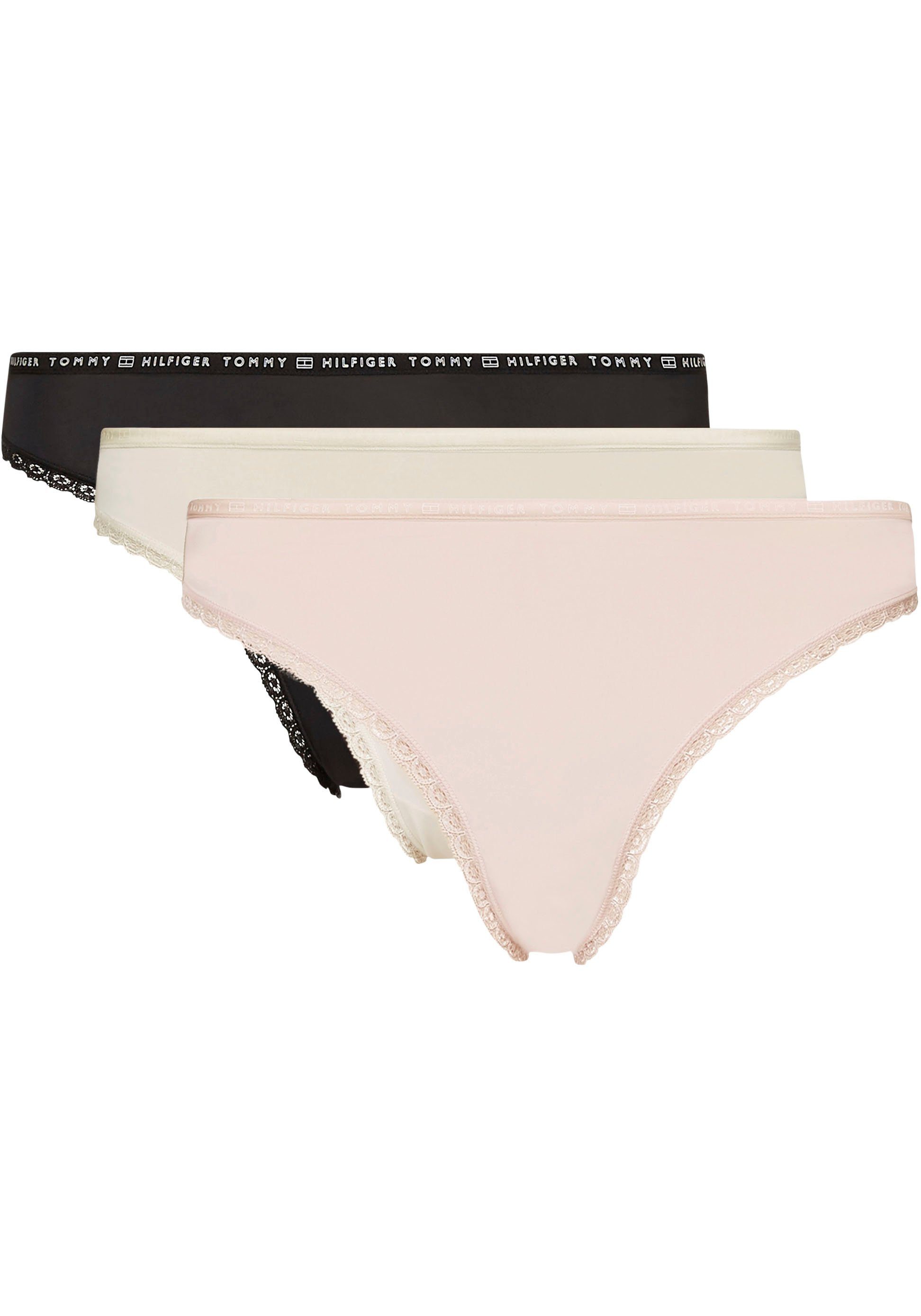 Tommy Hilfiger Underwear Bikinislip 3P BIKINI (Packung, 3er-Pack) mit Spitzenkante 6 Tommy Hilfiger Logo-Elastiktape Black/Ivory/Pale Pink