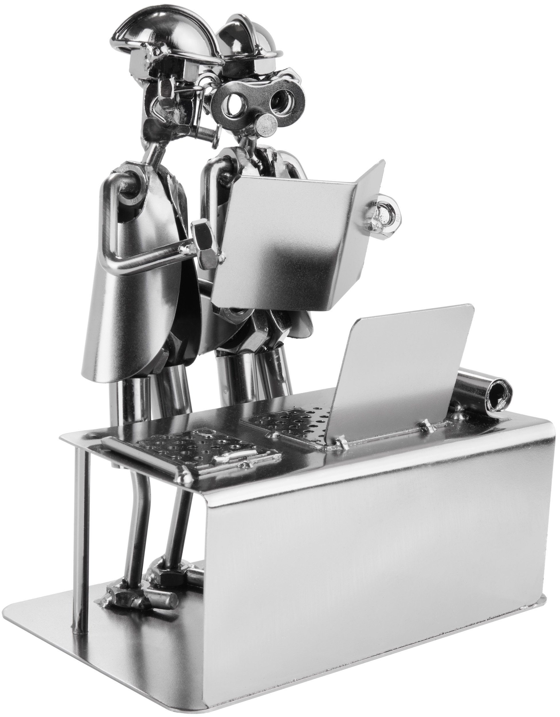 BRUBAKER Dekofigur Metallskulptur Schraubenmännchen Ingenieur (1 St), kunstvolle Geschenkfigur für Techniker und Ingenieure