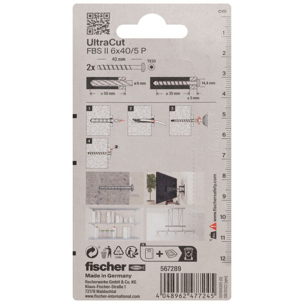Thumbnail - fischer Spenglerschraube fischer Betonschraube UltraCut FBS II 6 x 40/ 5