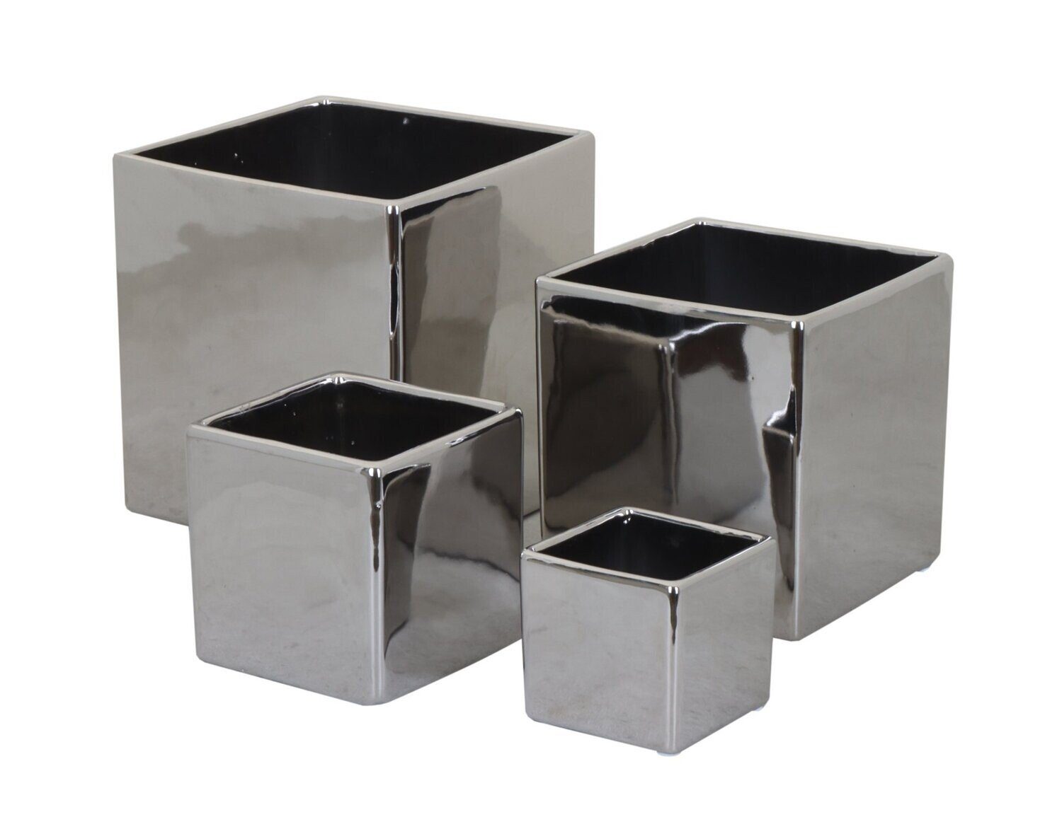 tegawo Blumenkasten Pflanztopf quadratisch hochglänzend silber günstig online kaufen