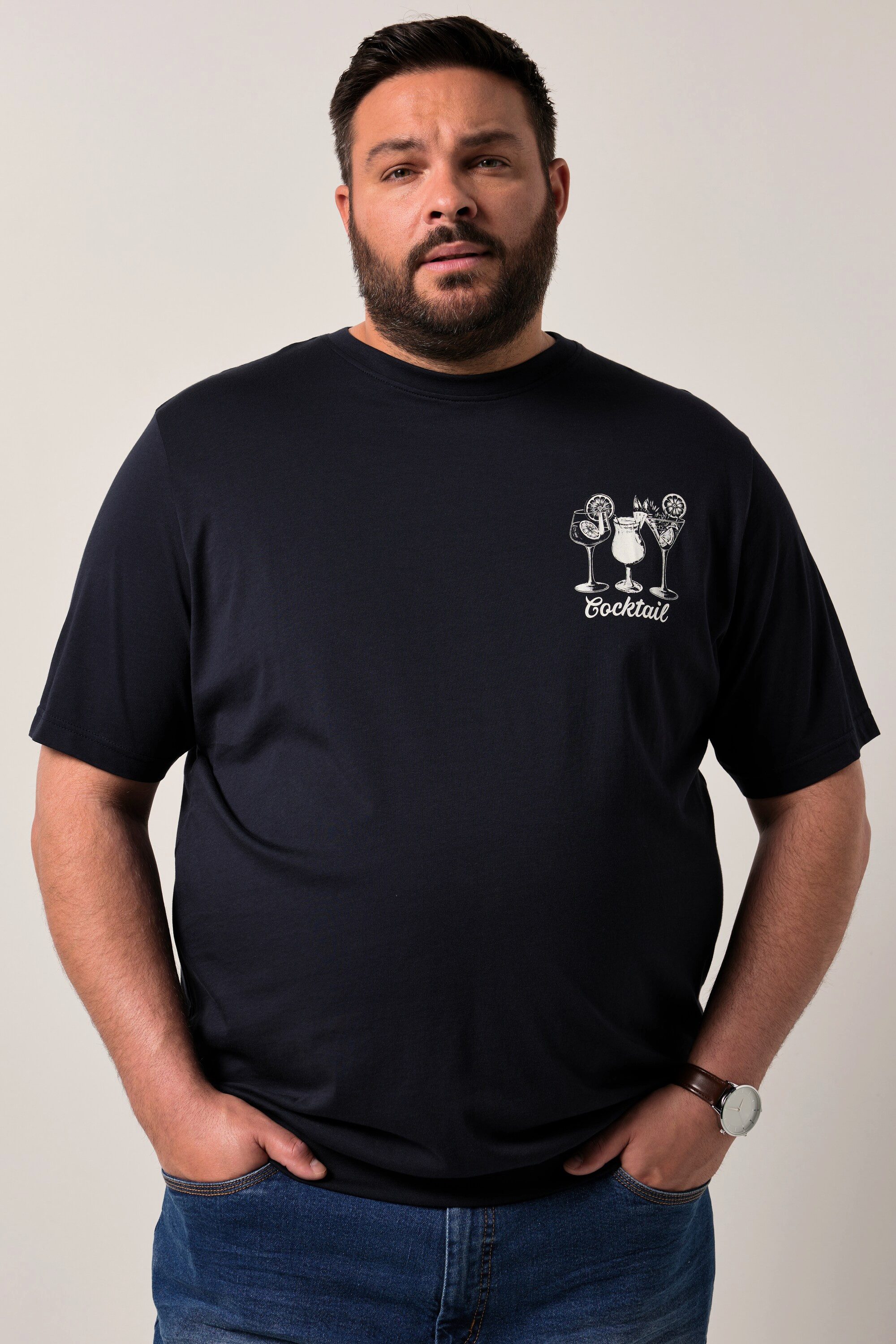 Men Plus T-Shirt T-Shirt Bauchfit Print Halbarm