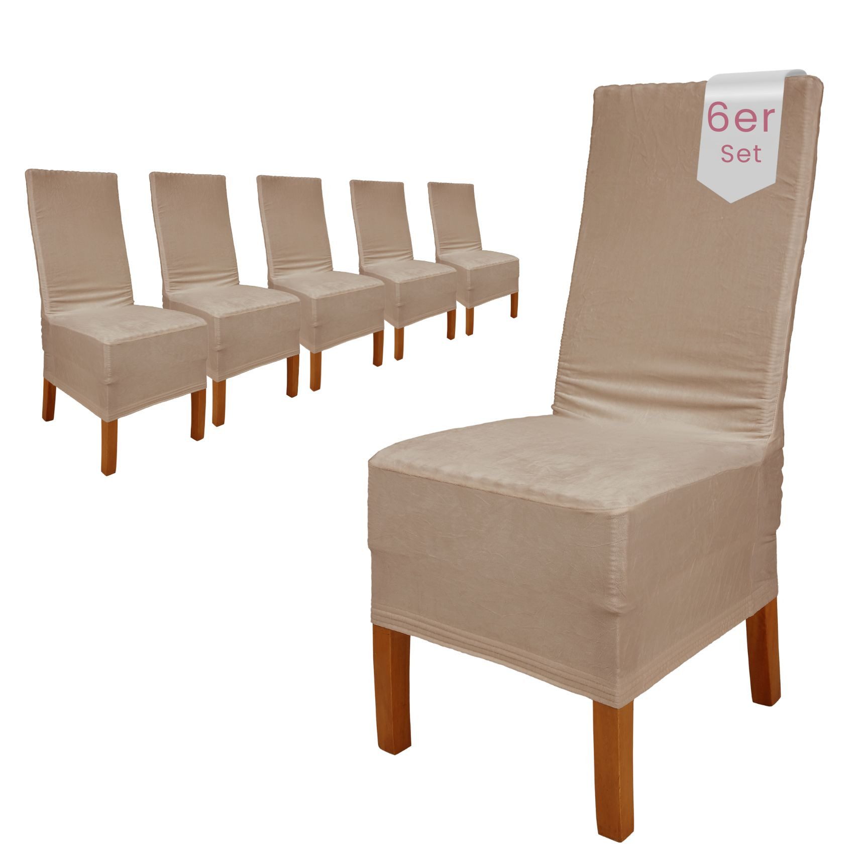 sh SCHEFFLER-HOME LIVE HOMESTYLE Stuhlhusse VelvetFit Puma – elastischer Stuhlbezug, für große Stühle, Samt-Optik, Idealmaße 46×66 cm Rückenlehne