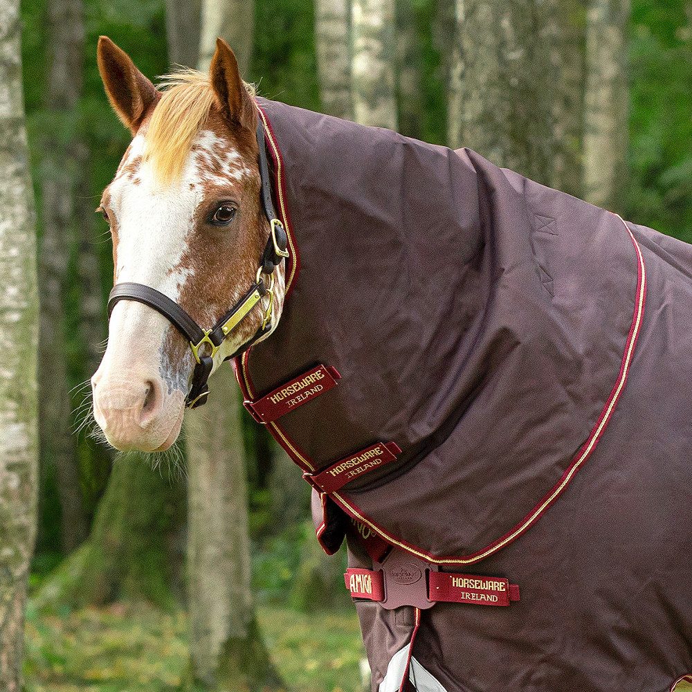 Pferde-Halsteil Horseware Amigo Bravo 12 Turnout Hood Medium 150g - Brown/Red