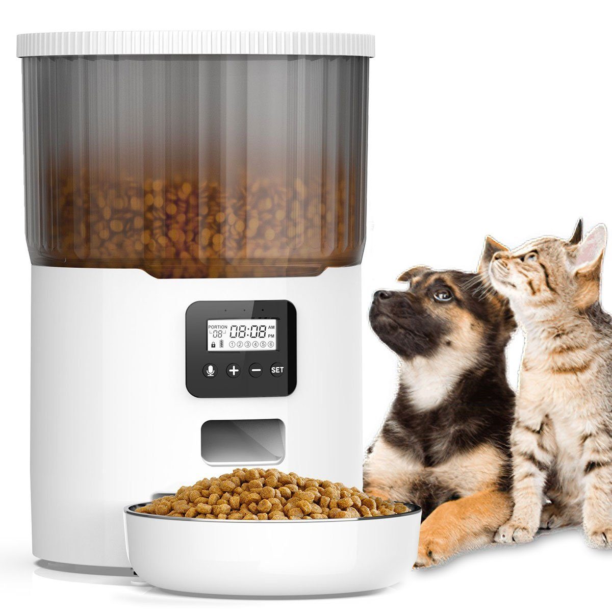 Welikera Futterspender Futterautomat,Futterspender für Katzen & Hunde, 6  Mahlzeiten/Tag, 4 L