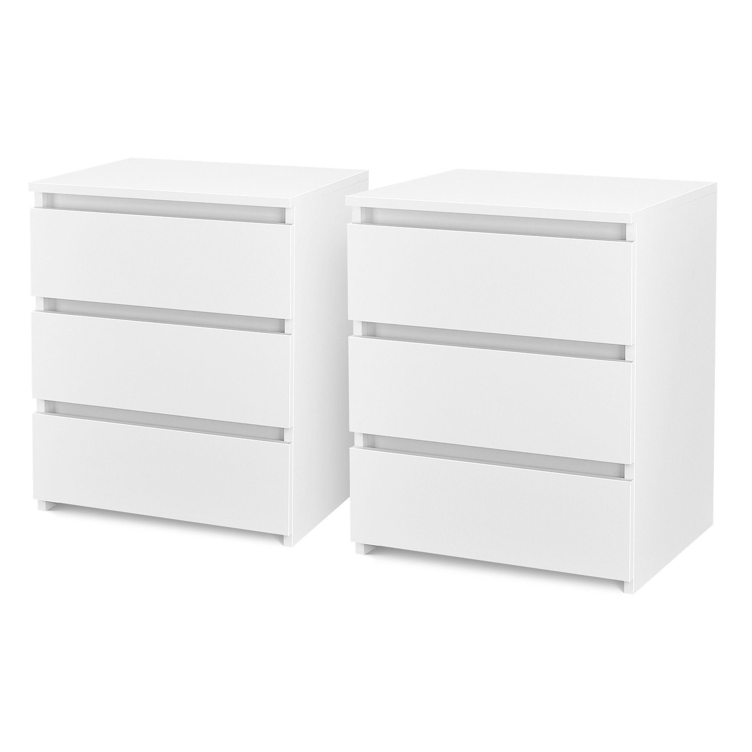 Homfa Nachttisch mit 3 Schubladen (2-St), Nachttschrank Nachtkommode Weiß 4 günstig online kaufen