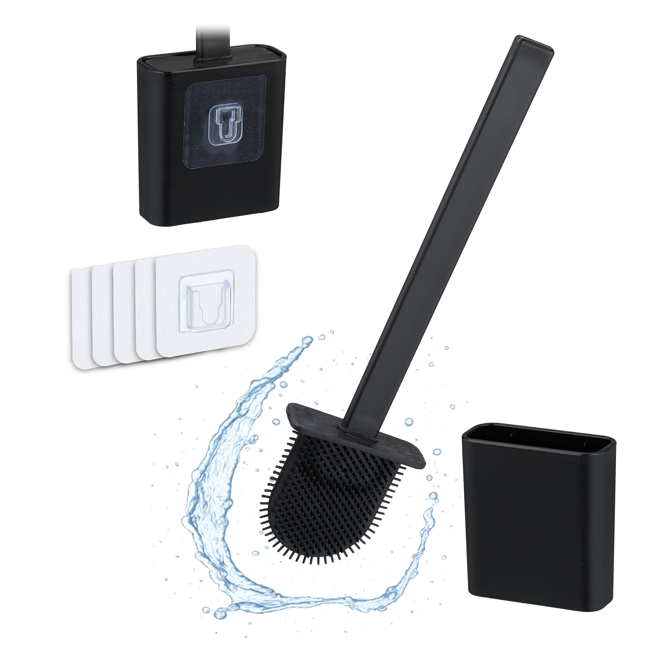 relaxdays WC-Garnitur Toilettenbürste zur Wandmontage, (1-tlg), schwarz günstig online kaufen