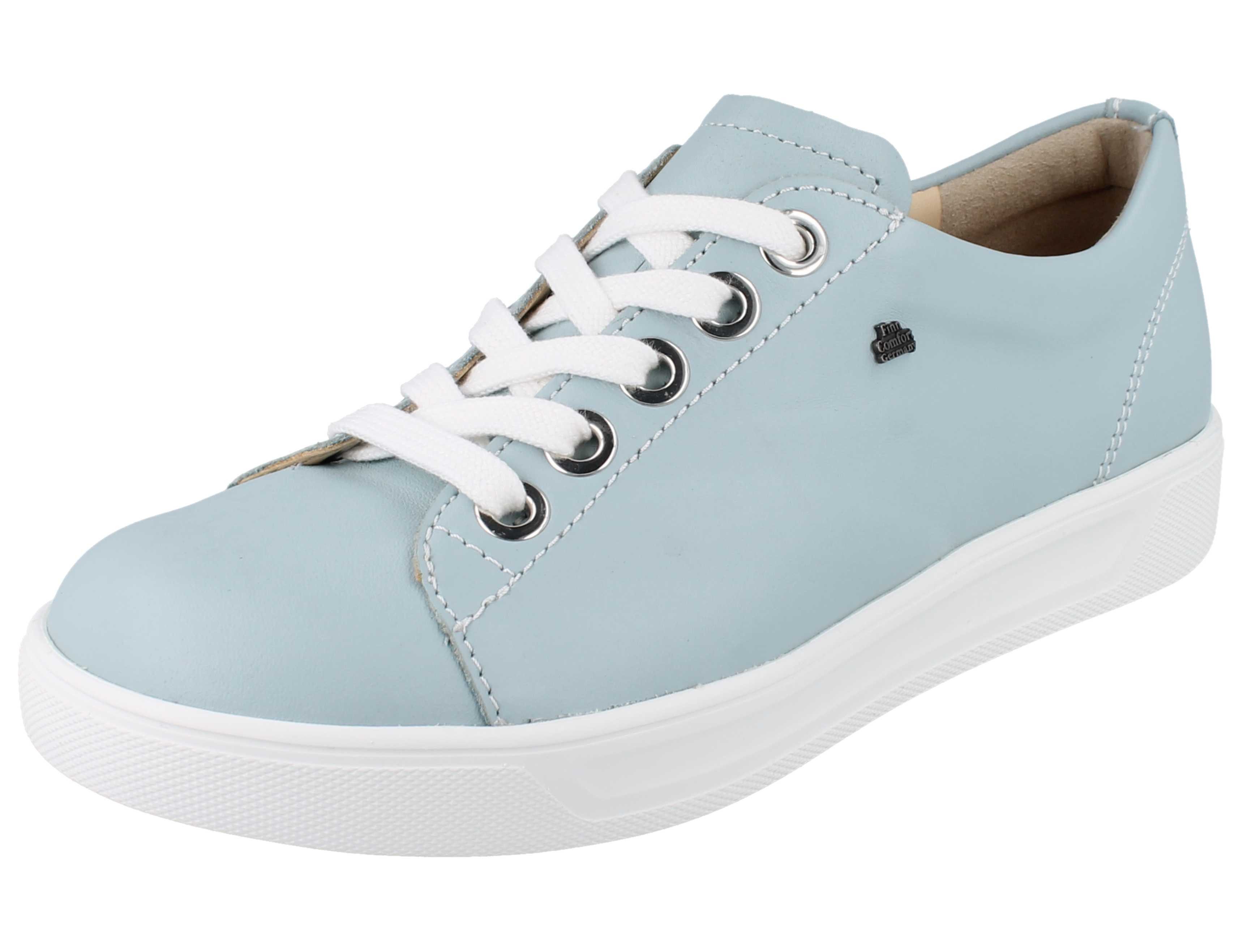 Finn Comfort FINN COMFORT Salta Damen Sneaker hellblau Glattleder - Größe: UK 5,5 Schnürschuh Wechselfußbett