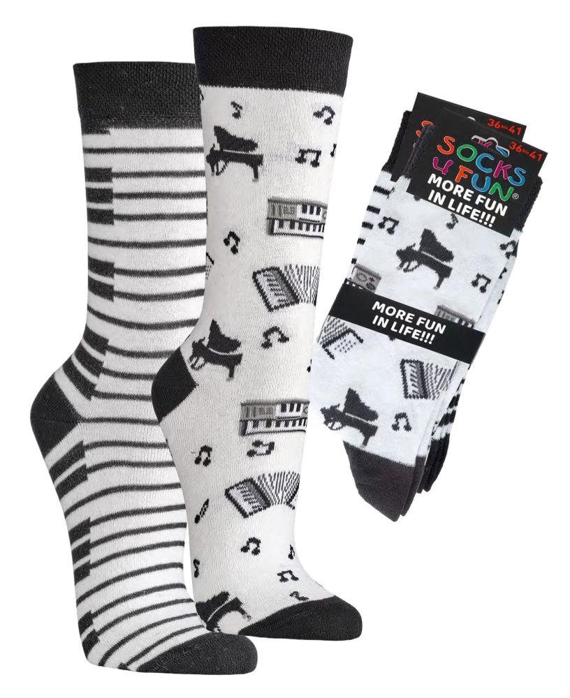 FussFreunde Freizeitsocken Fun Socken, mit Socken, 70 Motive, Piano 2 ANTI-LOCH-GARANTIE über Paar Spaß