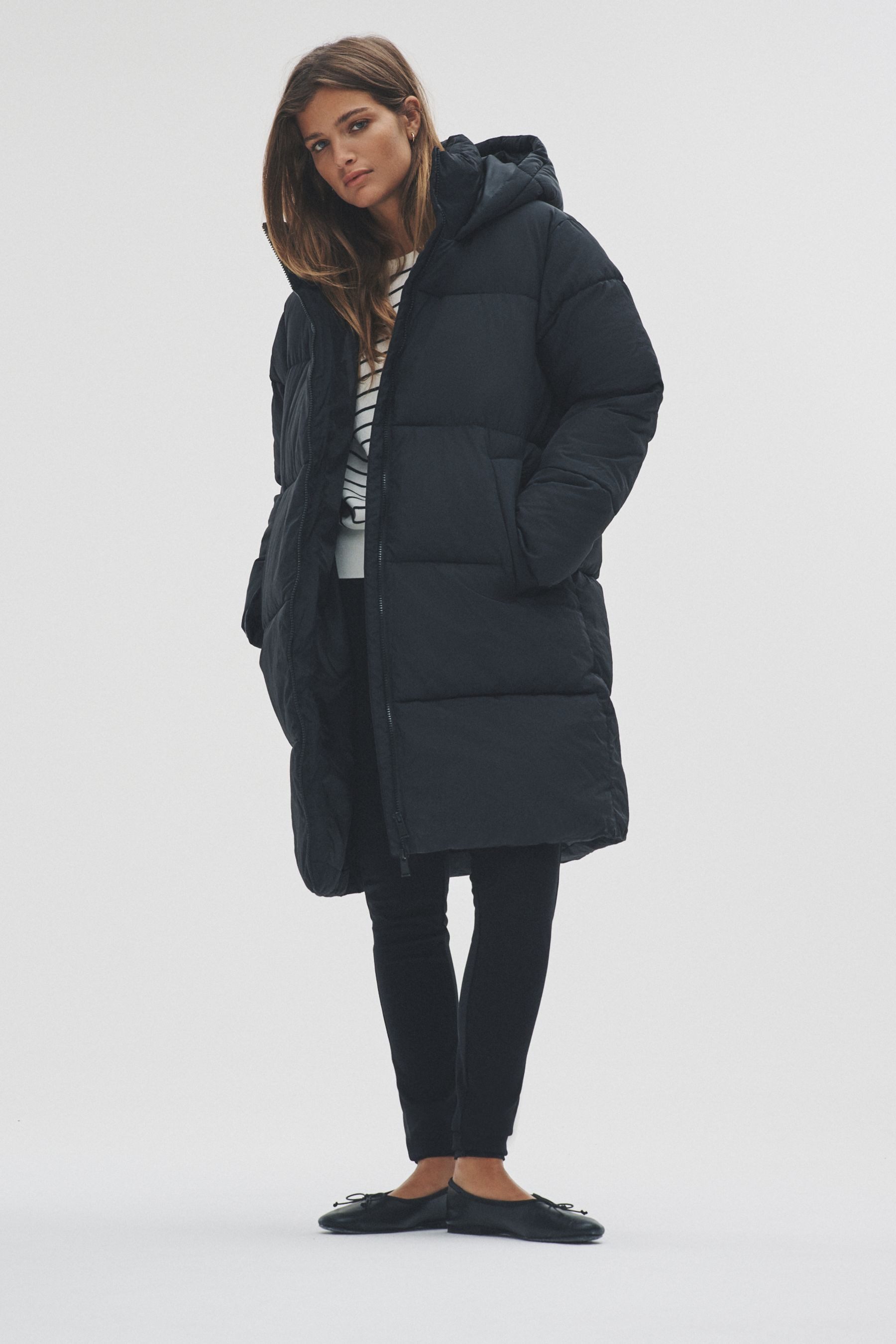 The Set Steppmantel The Set Langer, wattierter Mantel mit Kapuze (1-tlg) günstig online kaufen