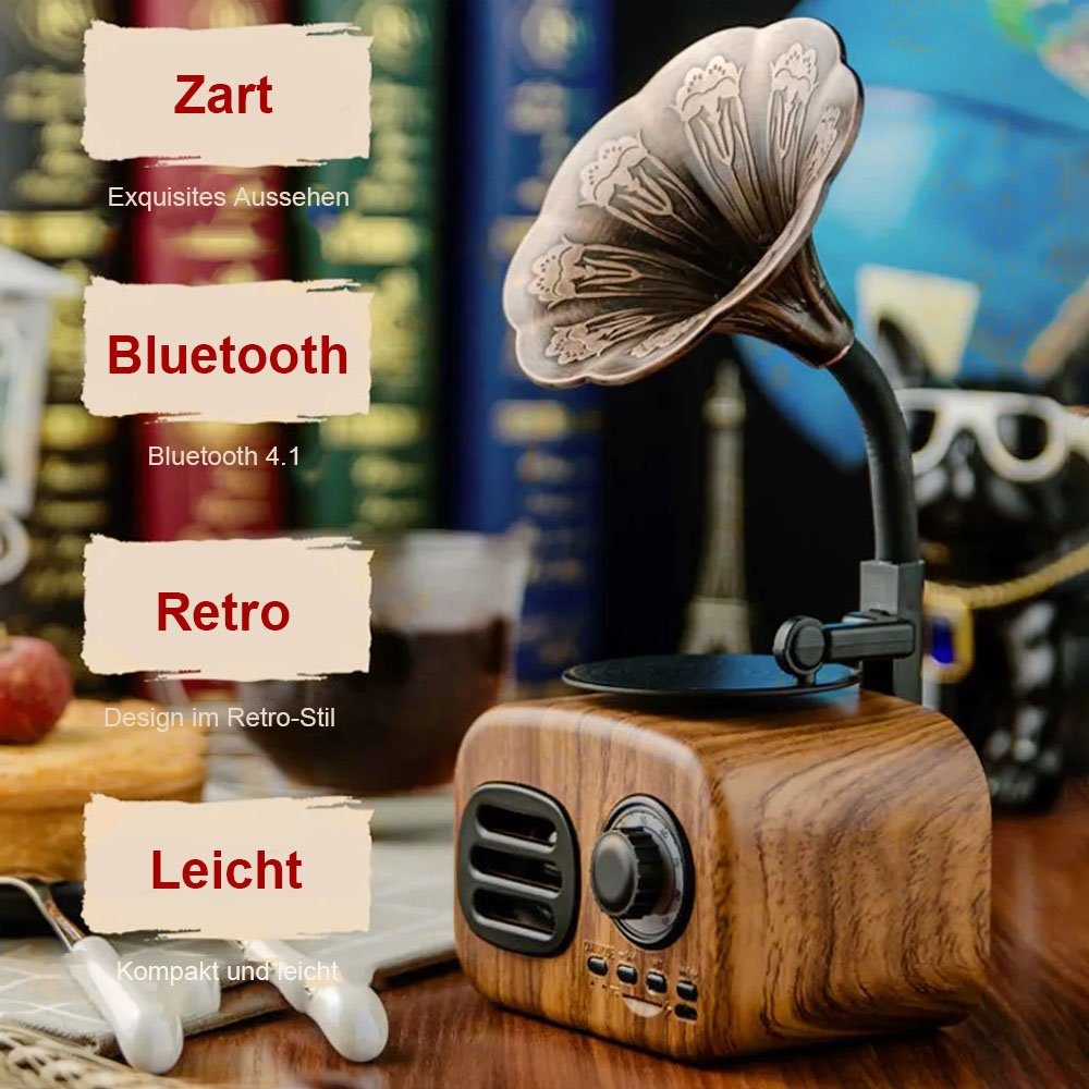 MOUTEN Tragbarer Retro-Bluetooth-Lautsprecher, Bluetooth-Lautsprecher TF-Karten-Lautsprecher