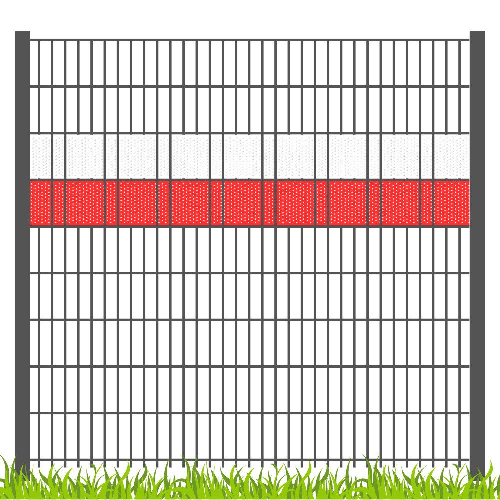 zaun, zu Sichtschutzstreifen PP Sichtschutz Fanartikel für Doppelstabmatten, (1, Streifen), Landesfarbe Polen