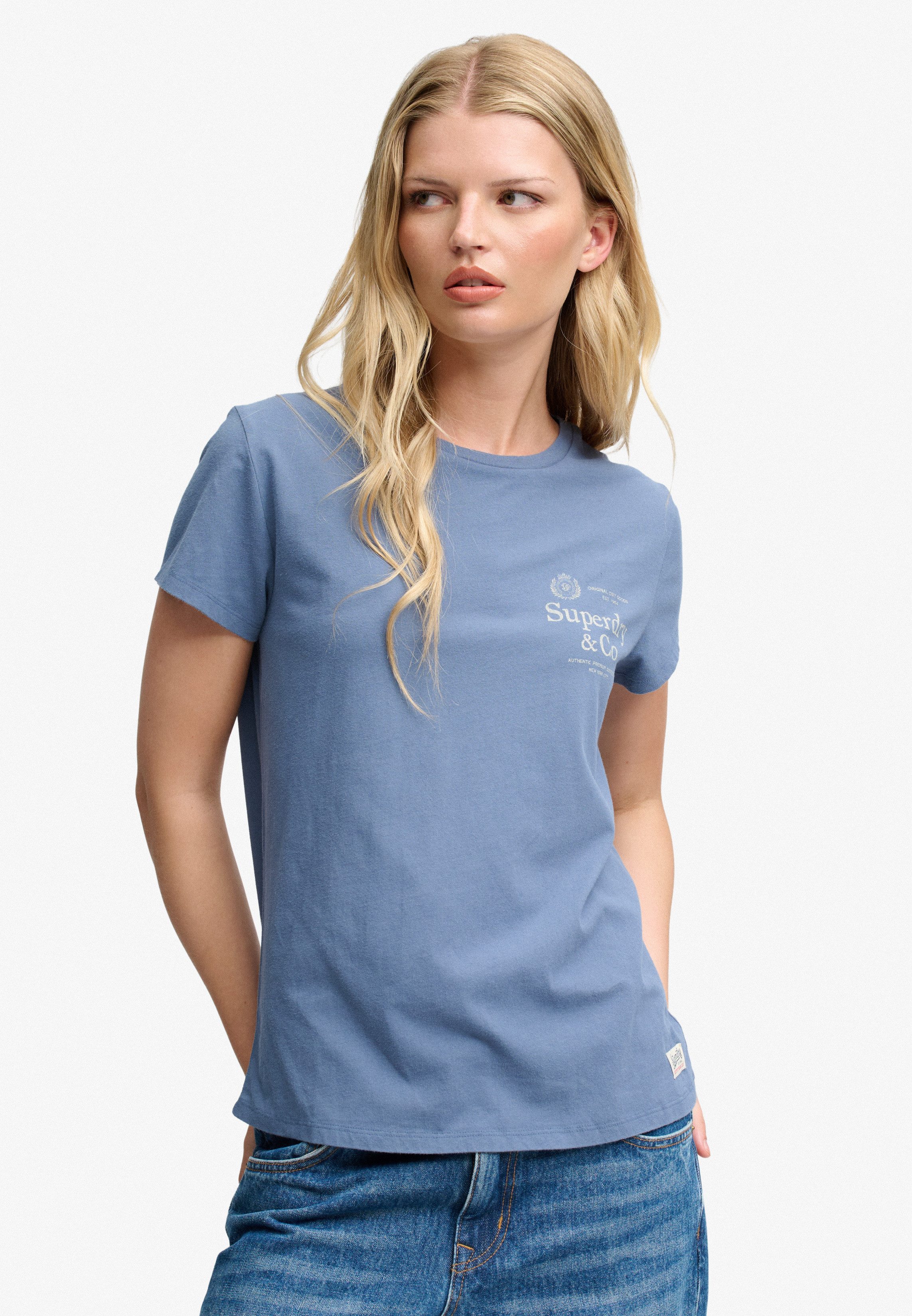 Superdry Print-Shirt LUXE CASUAL CLASSIC TEE Baumwolle, slim fit