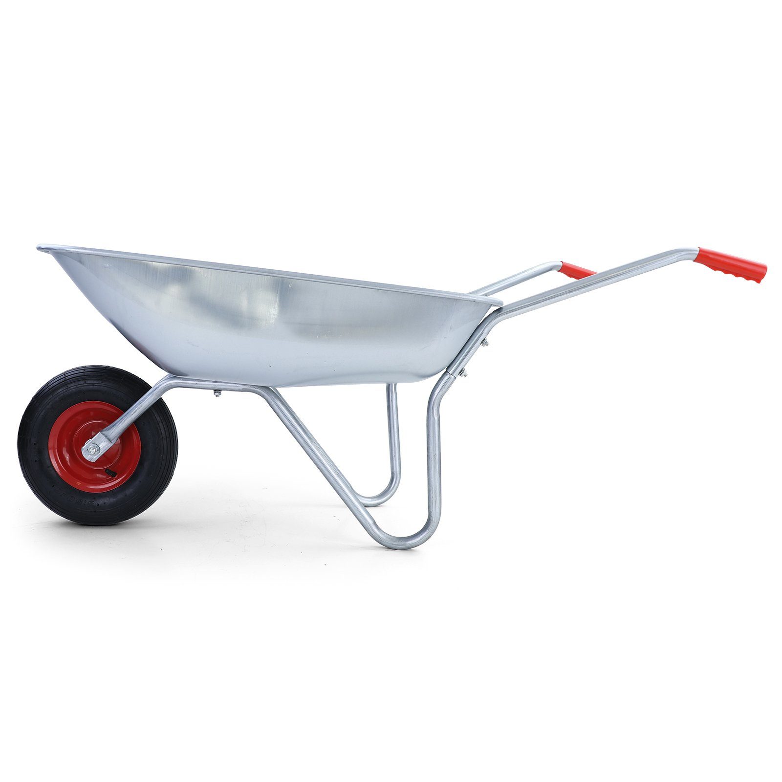RAMROXX Schubkarre Garten verzinkt mit Luftreifen und Metallfelge 65L150kg