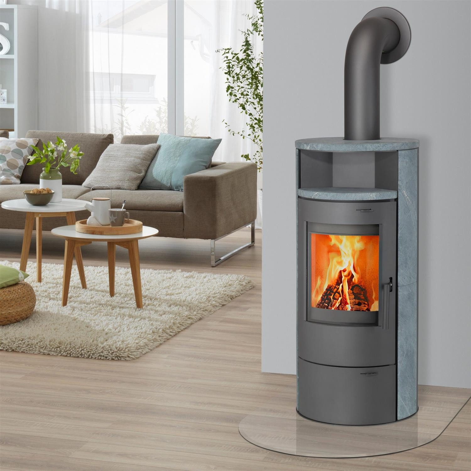 Thermia Kaminofen München V3 Gussgrau / Speckstein, 7 kW, Dauerbrand – Bild 5 von 5