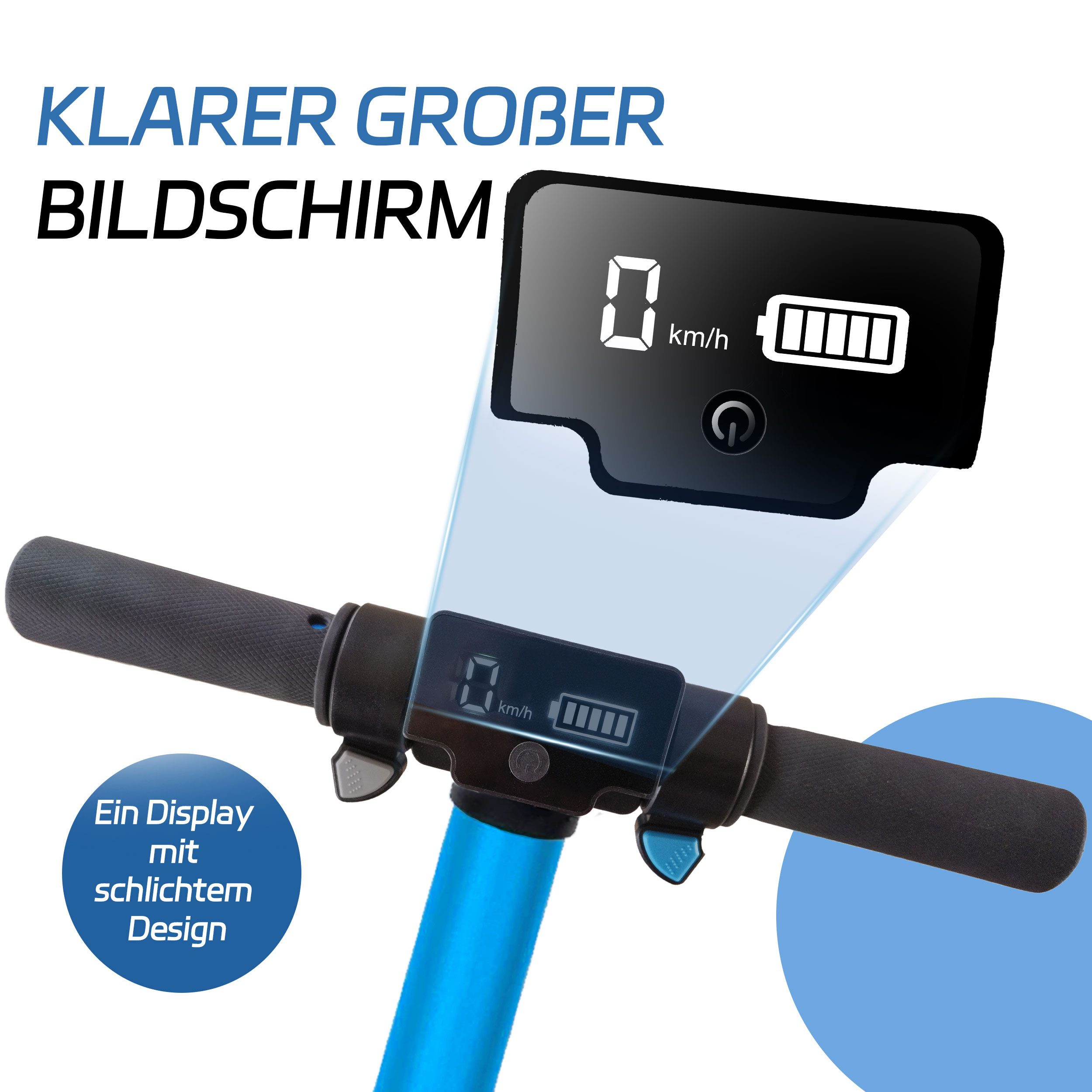 Vankel Cityroller 6,5'' Kinderscooter 6-12 J., faltbar, bis 8km, farbliche Lichtstreifen, 150 W, 14 km/h, (Escooter für Kinder, EBS-Bremse + Fußbremse, klappbar), LED Display, Elektroroller mit EBS-Bremse, max. Belastung 50kg