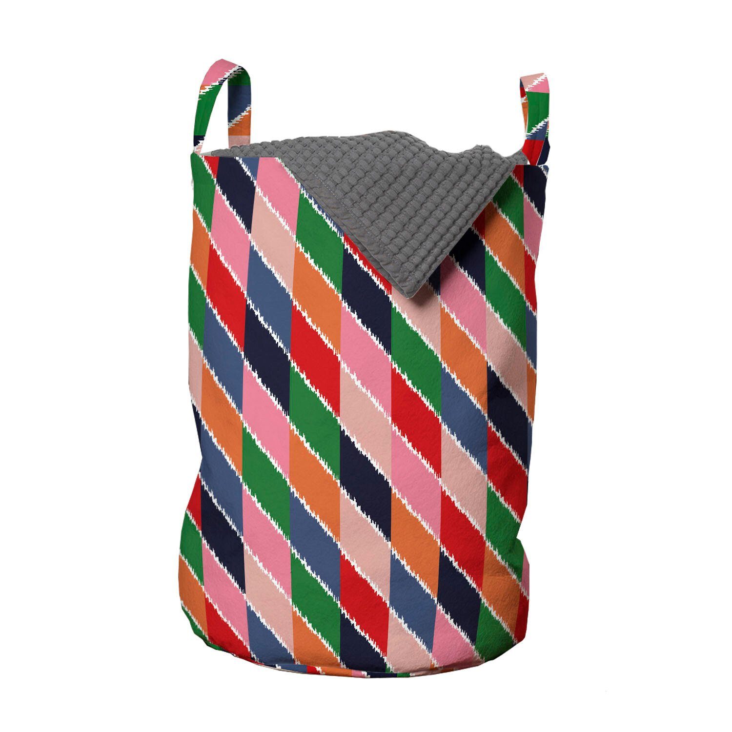 Abakuhaus Wäschesäckchen Wäschekorb mit Griffen Kordelzugverschluss für Waschsalons, geometrisch Parallelogramm-Blöcke