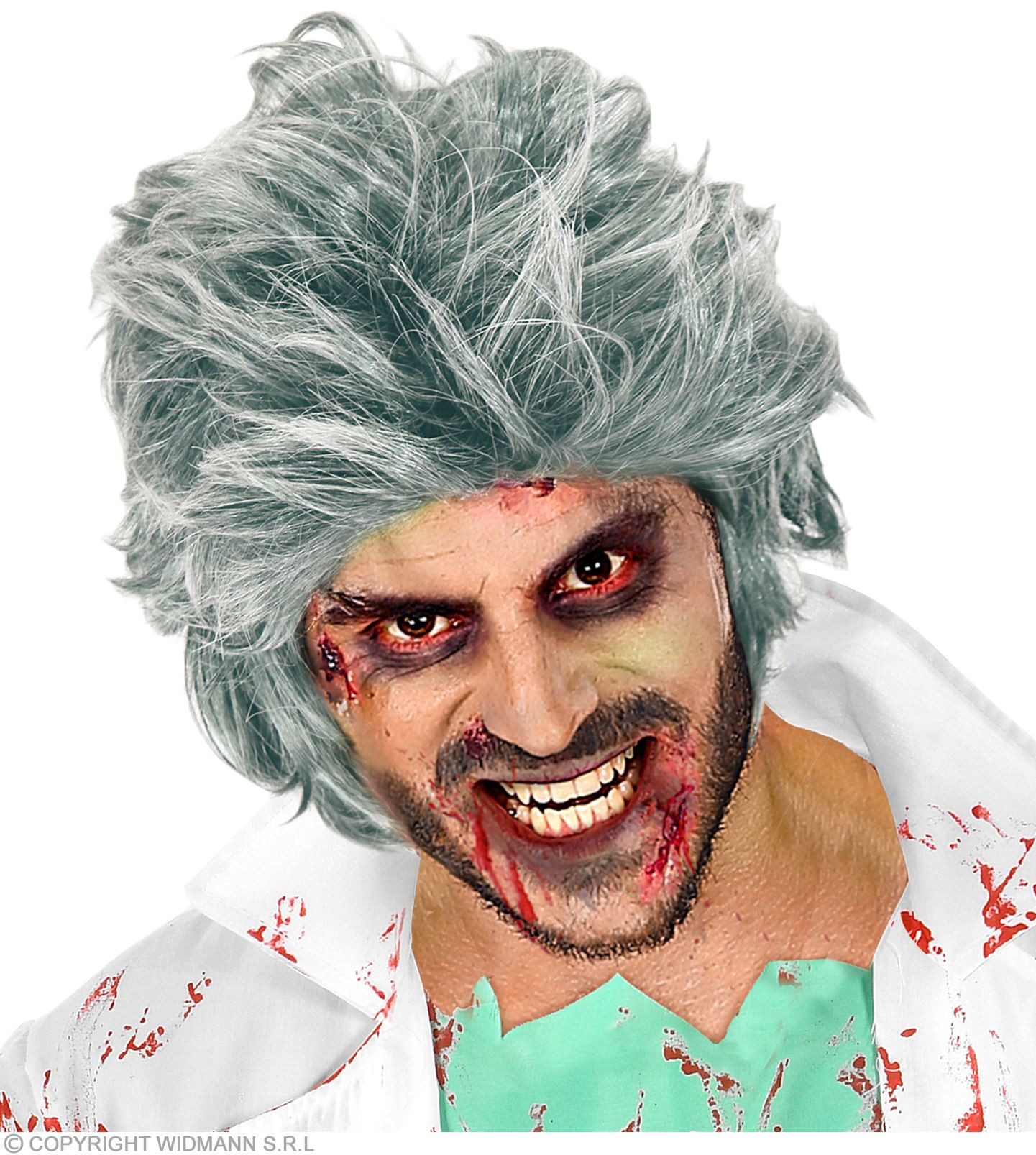 Kostüm-Perücke Herren Perücke 'Zombie' in Polybag, Grau