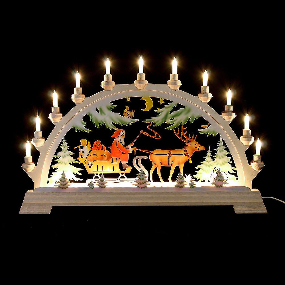 Kunstgewebe Taulin Schwibbogen Schwibbogen Nikolaus mit Schlitten, farbig (65x40cm) von Kunstgewerbe