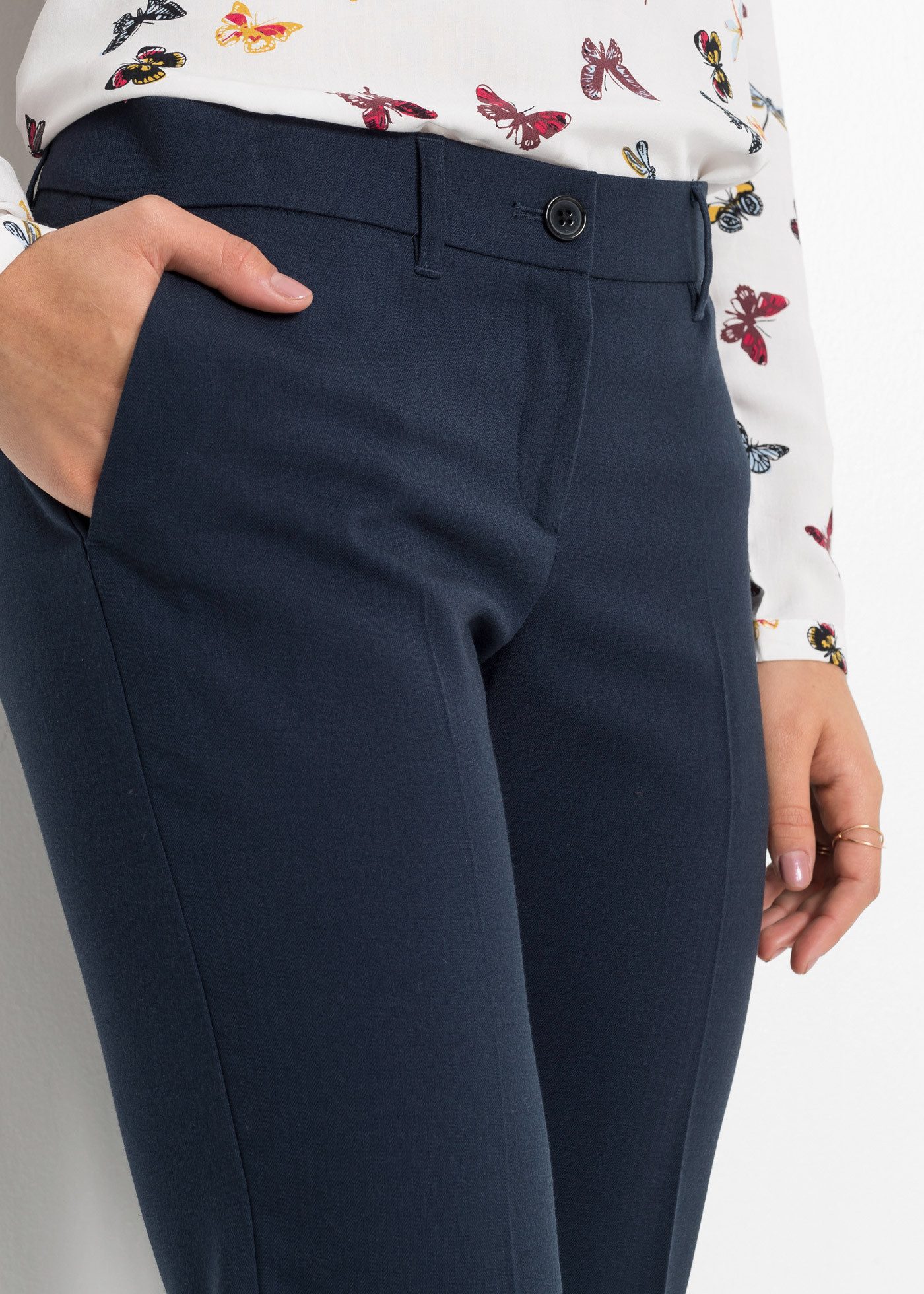 bonprix Anzughose aus Polyester, Viskose und Elasthan, schmale Passform