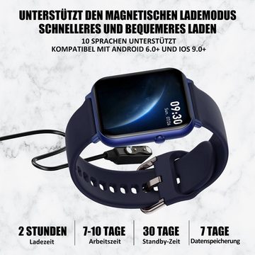 OKWISH Damen Herren Fitness Uhr Uhren Tracker Smart Watch Sportuhr Armbanduhr Smartwatch (1,69 Zoll) IP67 Wasserdicht Fitnessuhr Armband Uhr, 1-tlg., Touchscreen, Pulsmesser Schrittzähler Schlafmonitor Aktivitätstracker