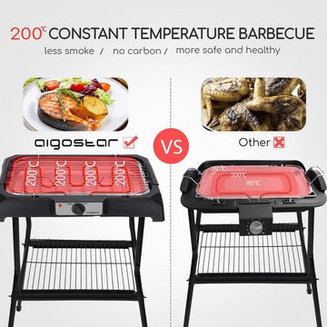 Aigostar Elektrogrill Elektrogrill für draußen mit Ständer, 2000,00 W, Elektro Standgrill, Planchagrillplatte