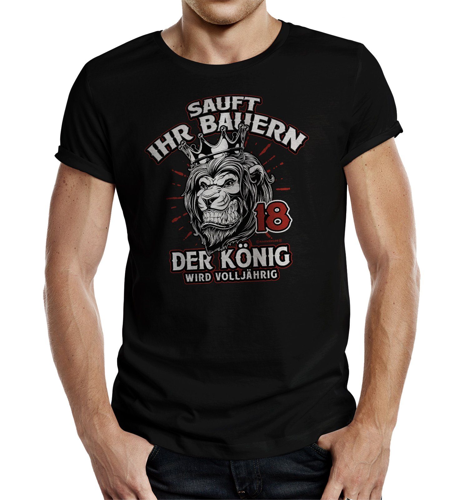 T-Shirt zur Party zum 18. - sauft Ihr Bauern der König wird volljährig