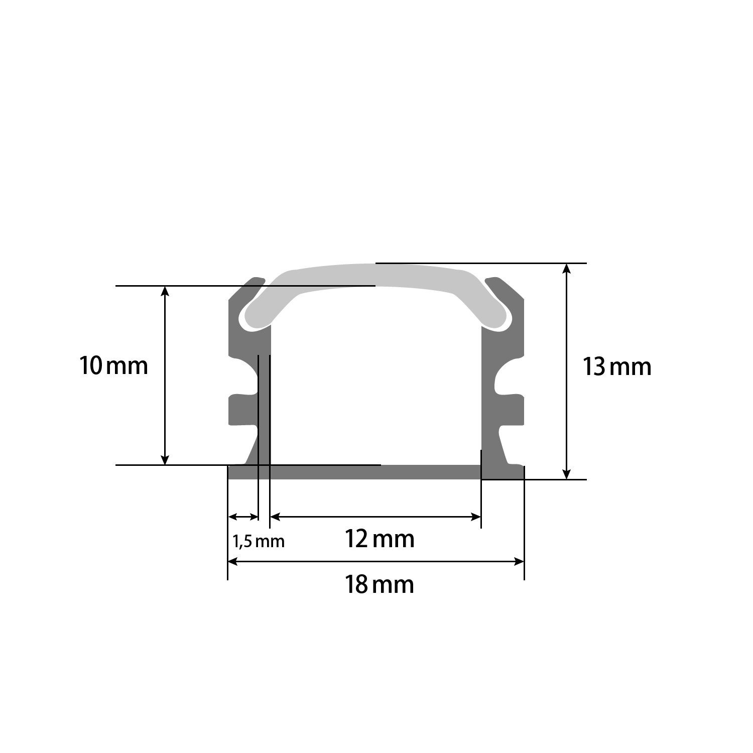 ENERGMiX LED-Stripe-Profil 2 Meter Aluprofile Alu Schiene Profil für LED Strip LED Kanal mit, Profil Kanal LED Leiste 200cm inkl. Clips und Endkappen – Bild 3 von 4