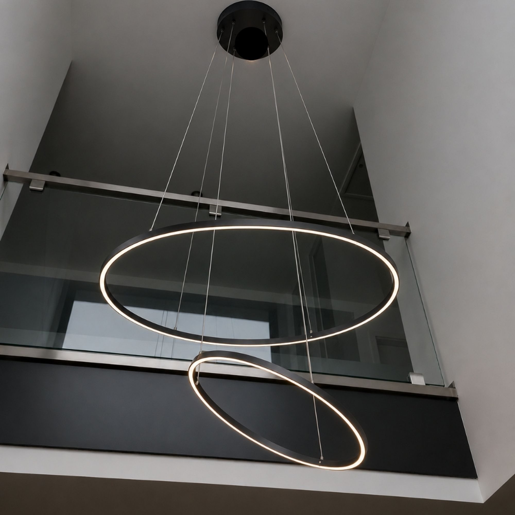 s.luce Pendelleuchte LED Pendelleuchte Ring 100 direkt oder indirekt 5m Abhängung Schwarz, Warmweiß
