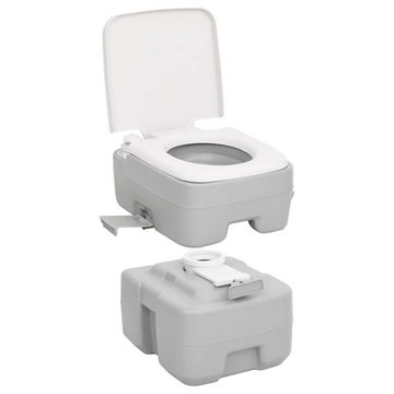 vidaXL Campingtoilette Camping-Toilette Tragbar Grau und Weiß 20 10 L HDPE