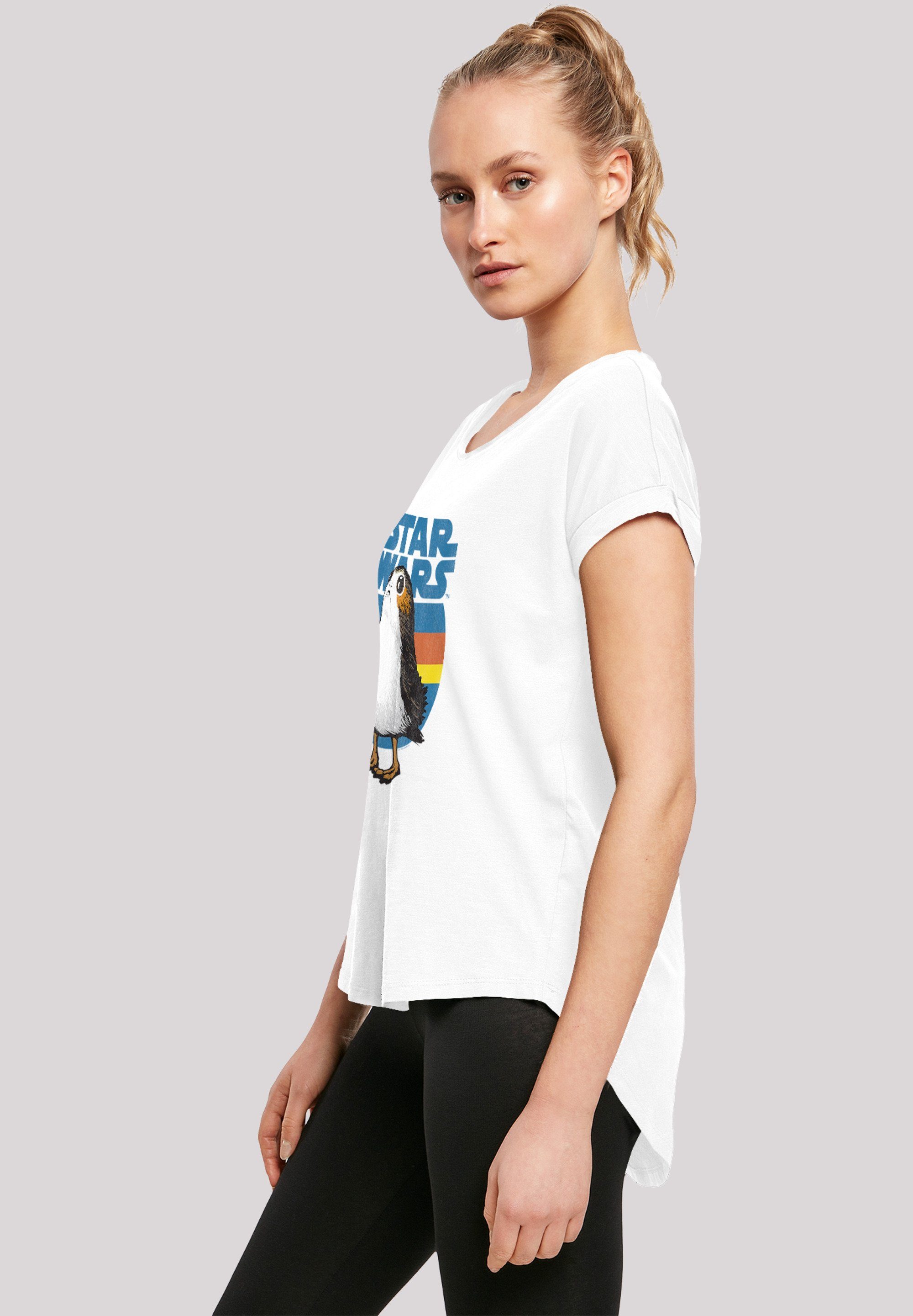 weiß Damen Last Tee Kurzarmshirt Long Star Slub Porg with Jedi Ladies Wars (1-tlg) F4NT4STIC