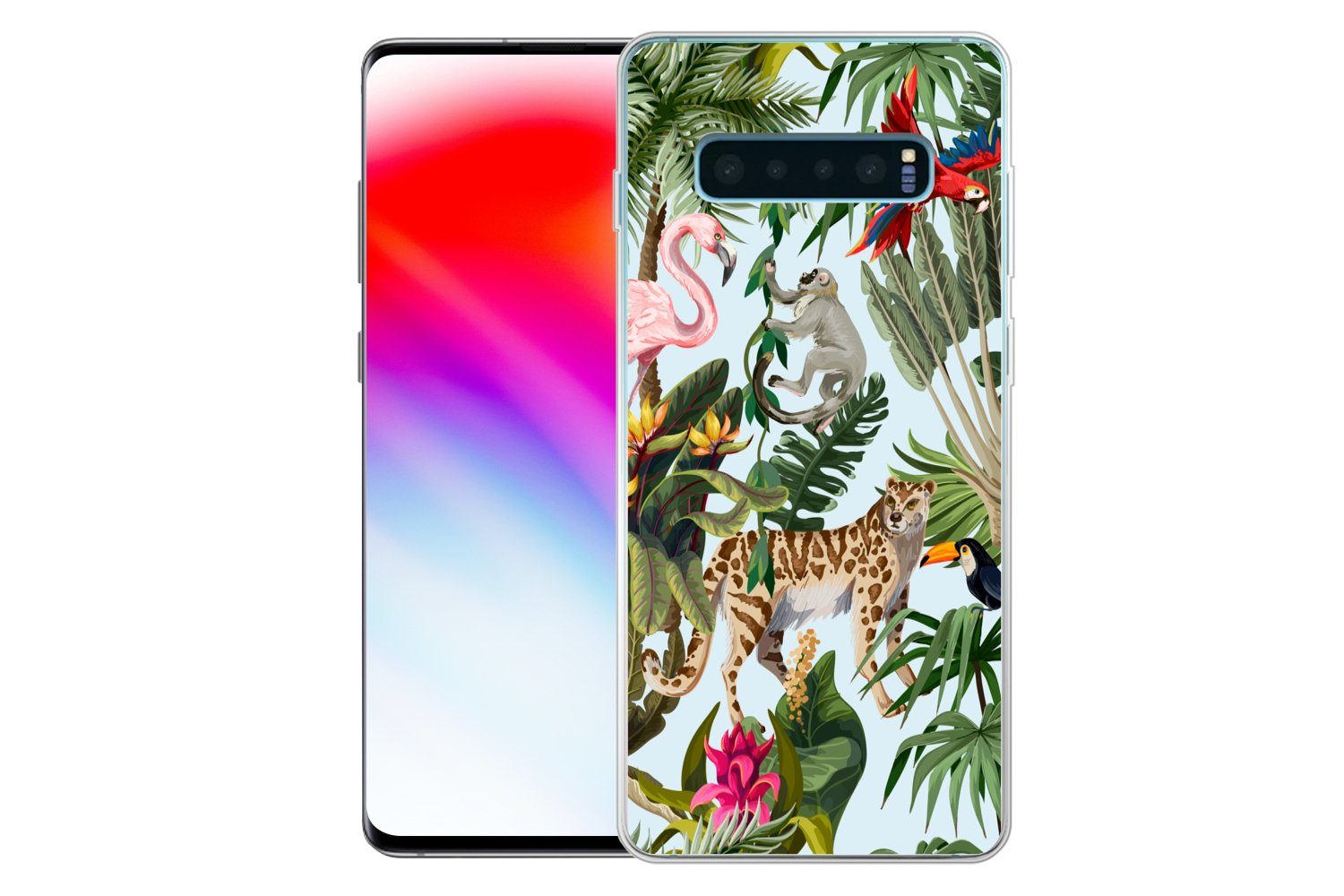 MuchoWow Handyhülle für Samsung Galaxy S10 Plus Dschungel - Tiere - Mädchen - Kinder - Jun, Phone Case, Silikon, Schutzhülle Dünn