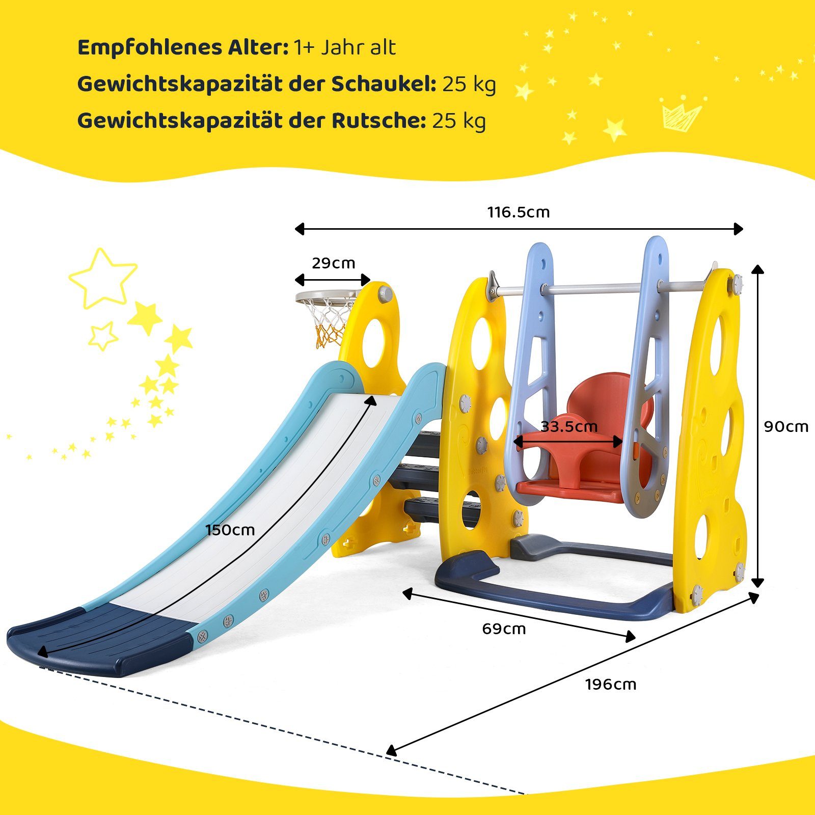 Indoor-Rutsche, 3 Kinderrutsche in Spielplatz, Femor Schaukel Kinder 1