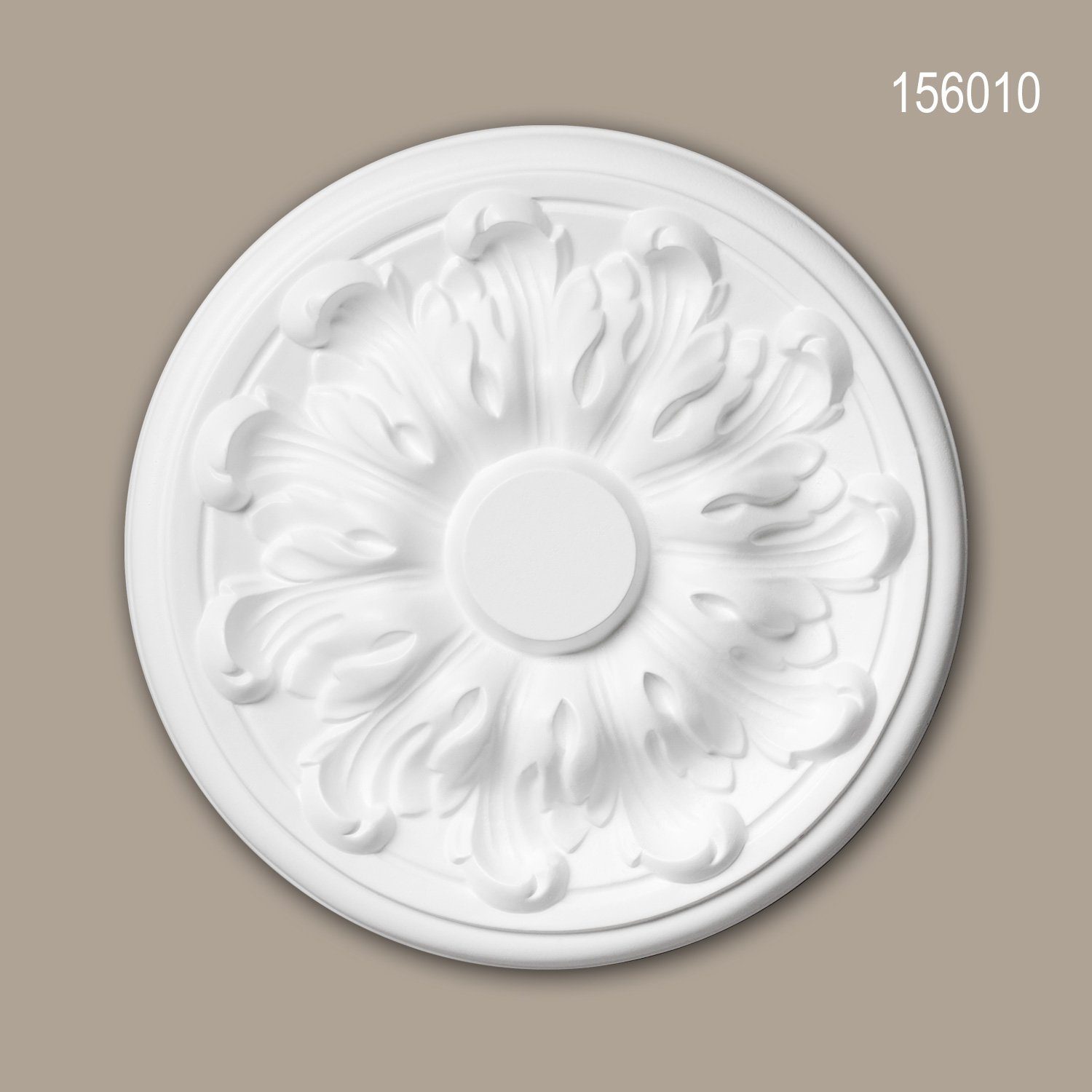 Profhome Decken-Rosette 156010 (Rosette, 1 St., Deckenrosette, Medallion, Stuckrosette, Deckenelement, Zierelement, Durchmesser 19,3 cm), weiß, vorgrundiert, Stil: Neo-Klassizismus