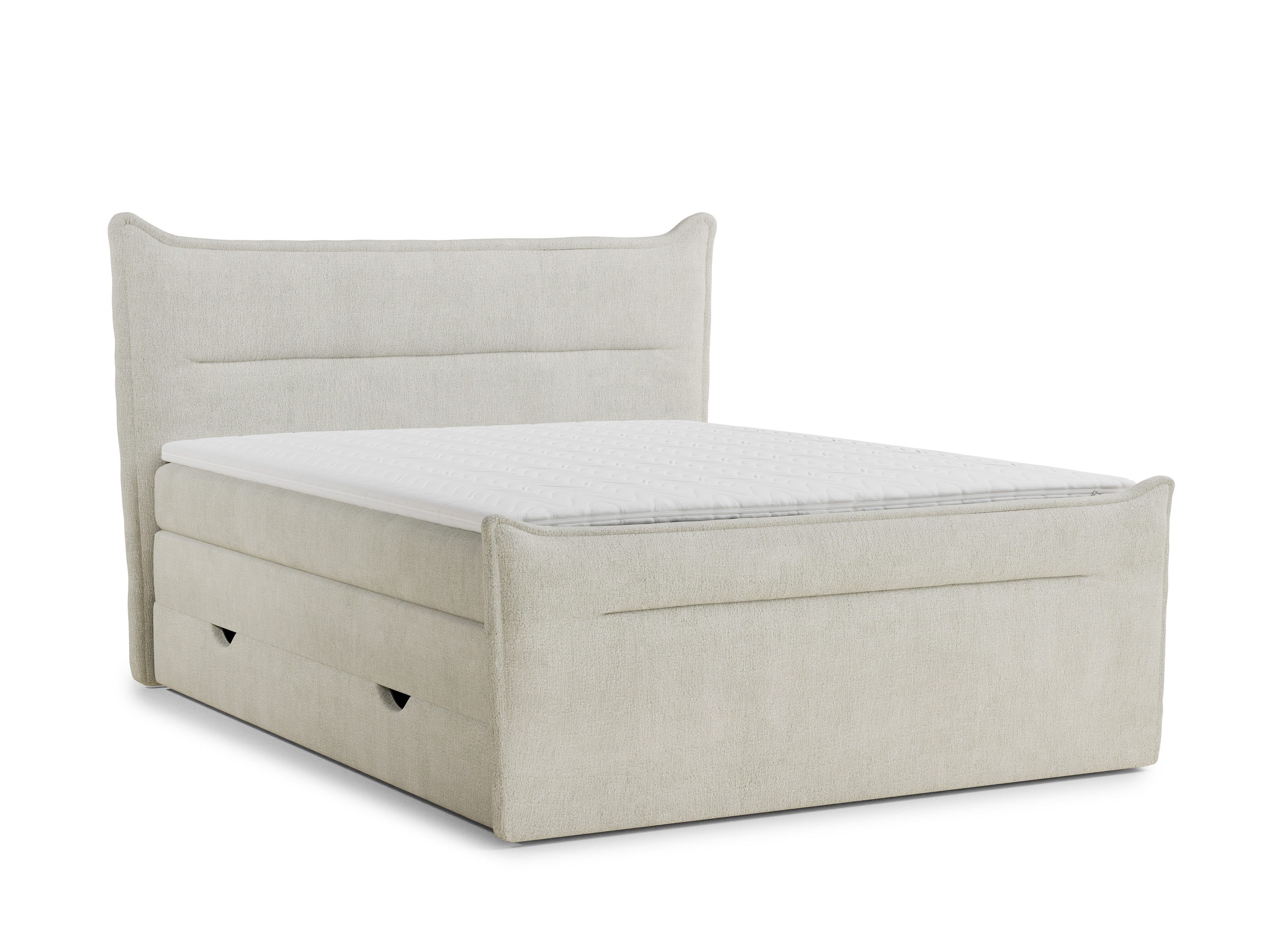 Maison de Rêve Boxspringbett Pelino (Komplettbett mit Matratzen, Kopfteil und Topper), Boxspringbett mit Stauraum, Samtstoff