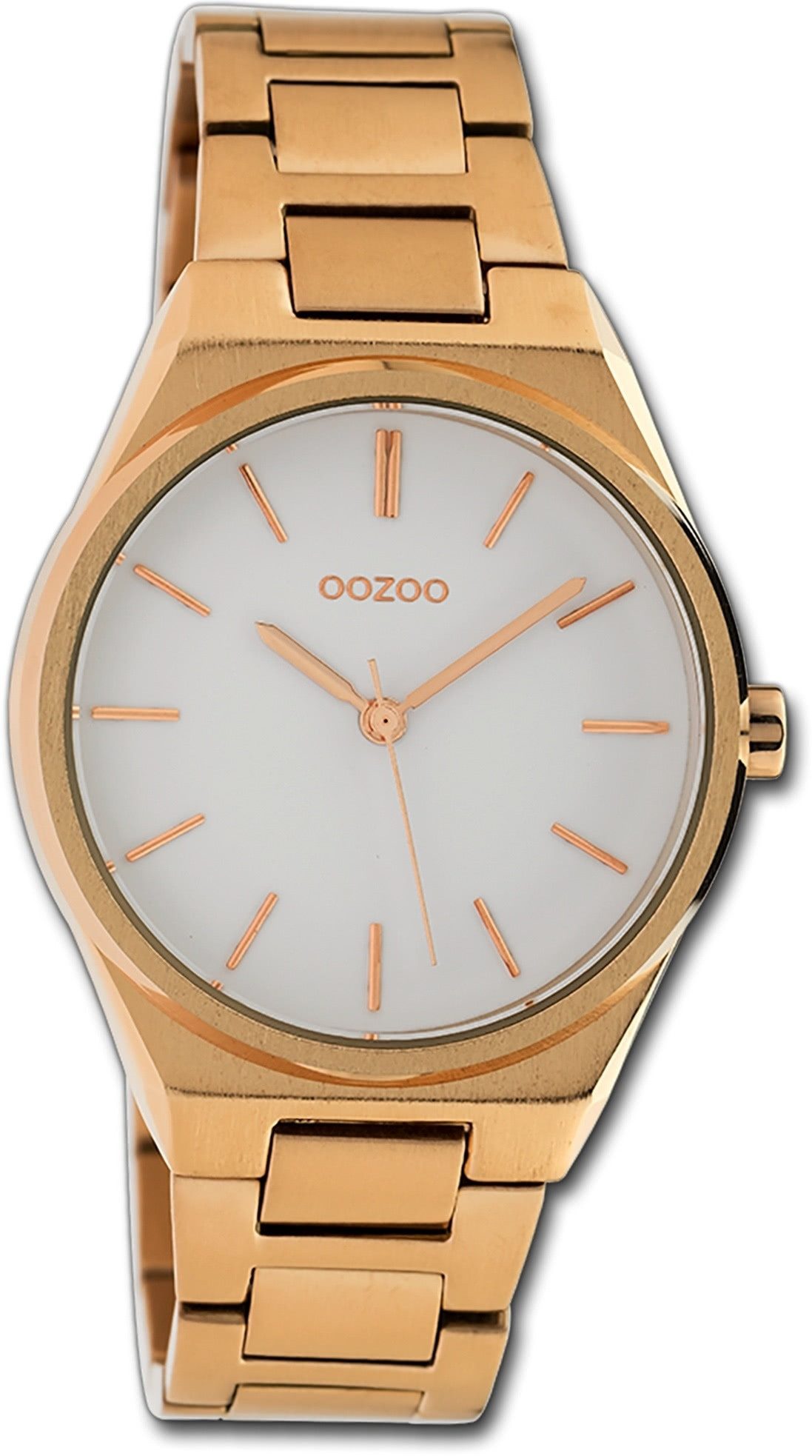 OOZOO Quarzuhr Oozoo Damen Armbanduhr Timepieces, (Analoguhr), Damenuhr Metallarmband rosegold, rundes Gehäuse, mittel (ca. 34mm)