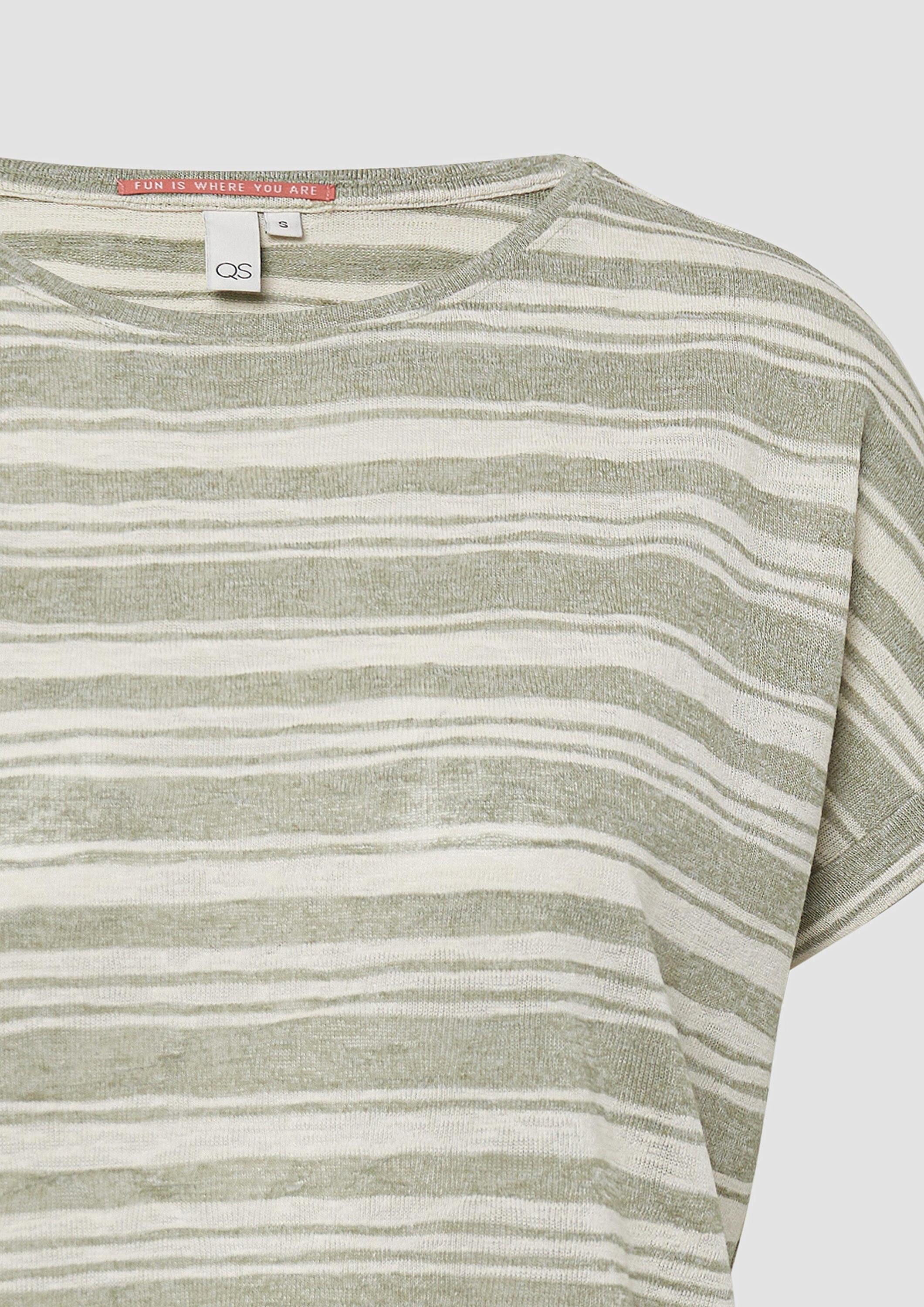 QS Kurzarmshirt T-Shirt Ringelshirt aus Viskosemix