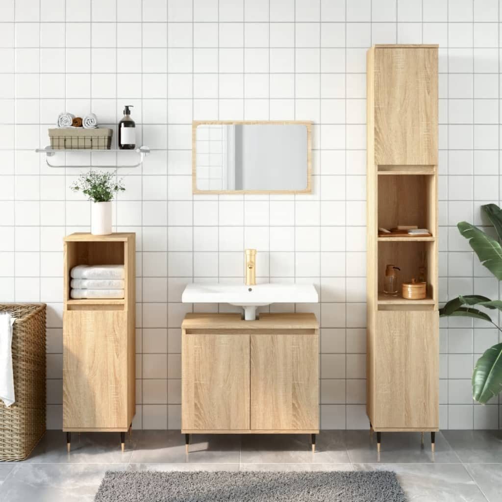 vidaXL Waschtisch NA Waschtischschrank Sonoma Eiche 58x33x60 cm Holzwerkstoff Freistehen