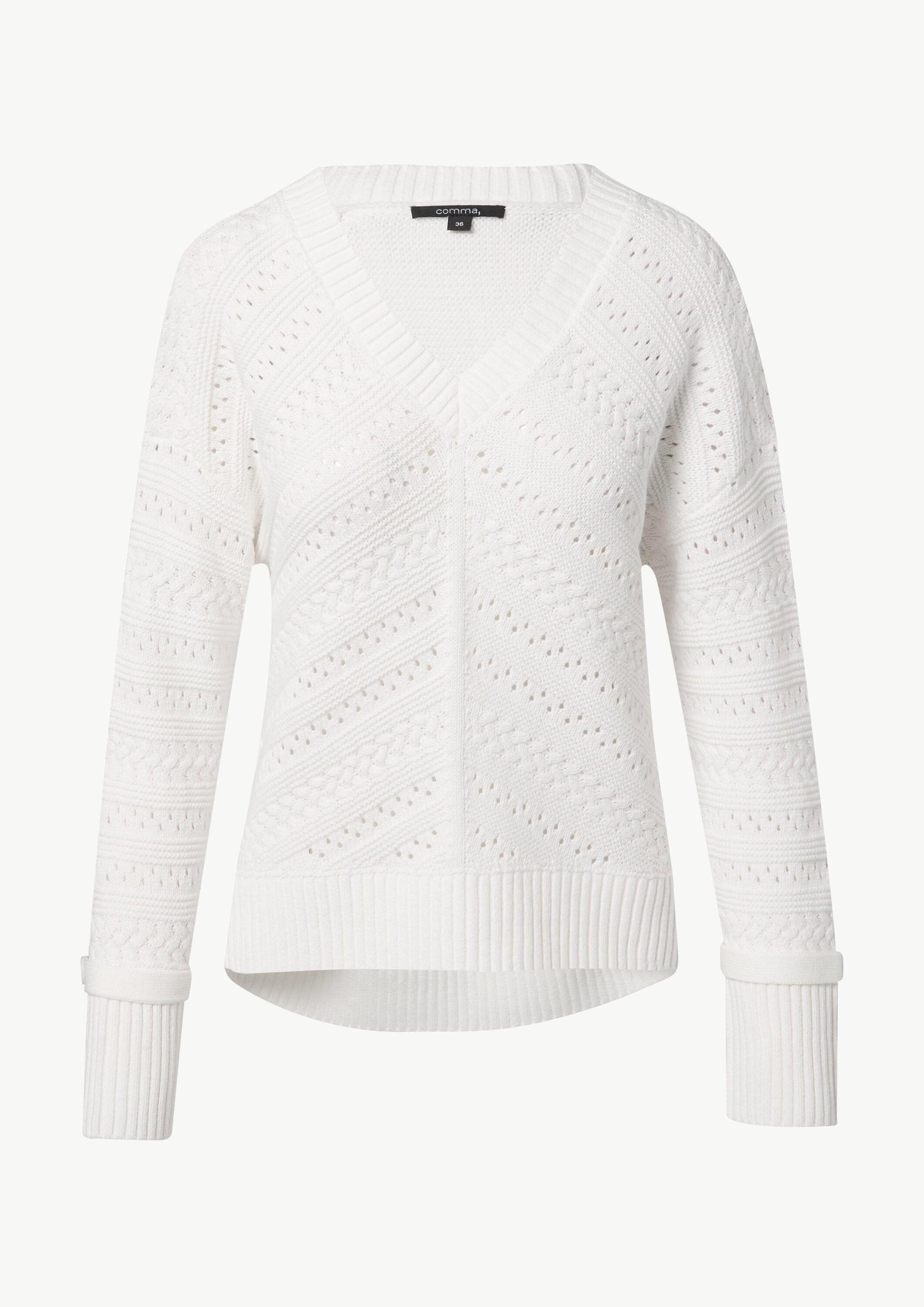 comma Longpullover Strickpullover Strickpullover mit Riegel-Detail