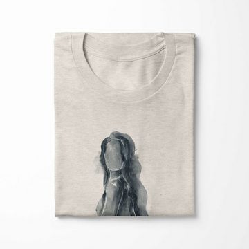 Sinus Art T-Shirt Herren Shirt 100% gekämmte Bio-Baumwolle T-Shirt Aquarell junge Frau Motiv Nachhaltig Ökomode aus e (1-tlg)