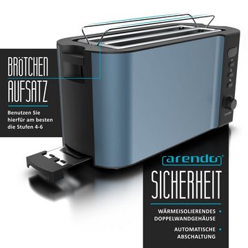 Arendo Toaster, 2 lange Schlitze, für 4 Scheiben, 1500 W, Langschlitz, Brötchenaufsatz, Wärmeisolierendes Gehäuse, Display