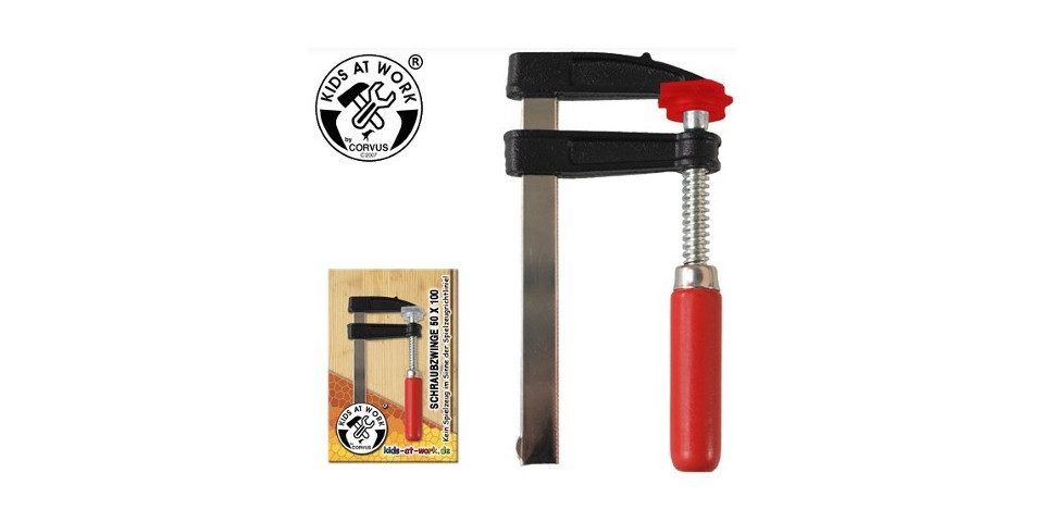 Corvus CORVUS A600674 - Kids at work: Schraubzwinge 50x100mm, Werkzeug Konstruktions-Spielset
