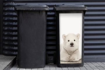 MuchoWow Wandsticker Eisbär - Tiere - Kinder - Weiß - Jungen - Mädchen (1 St), Mülleimer-aufkleber, Mülltonne, Sticker, Container, Abfalbehälter