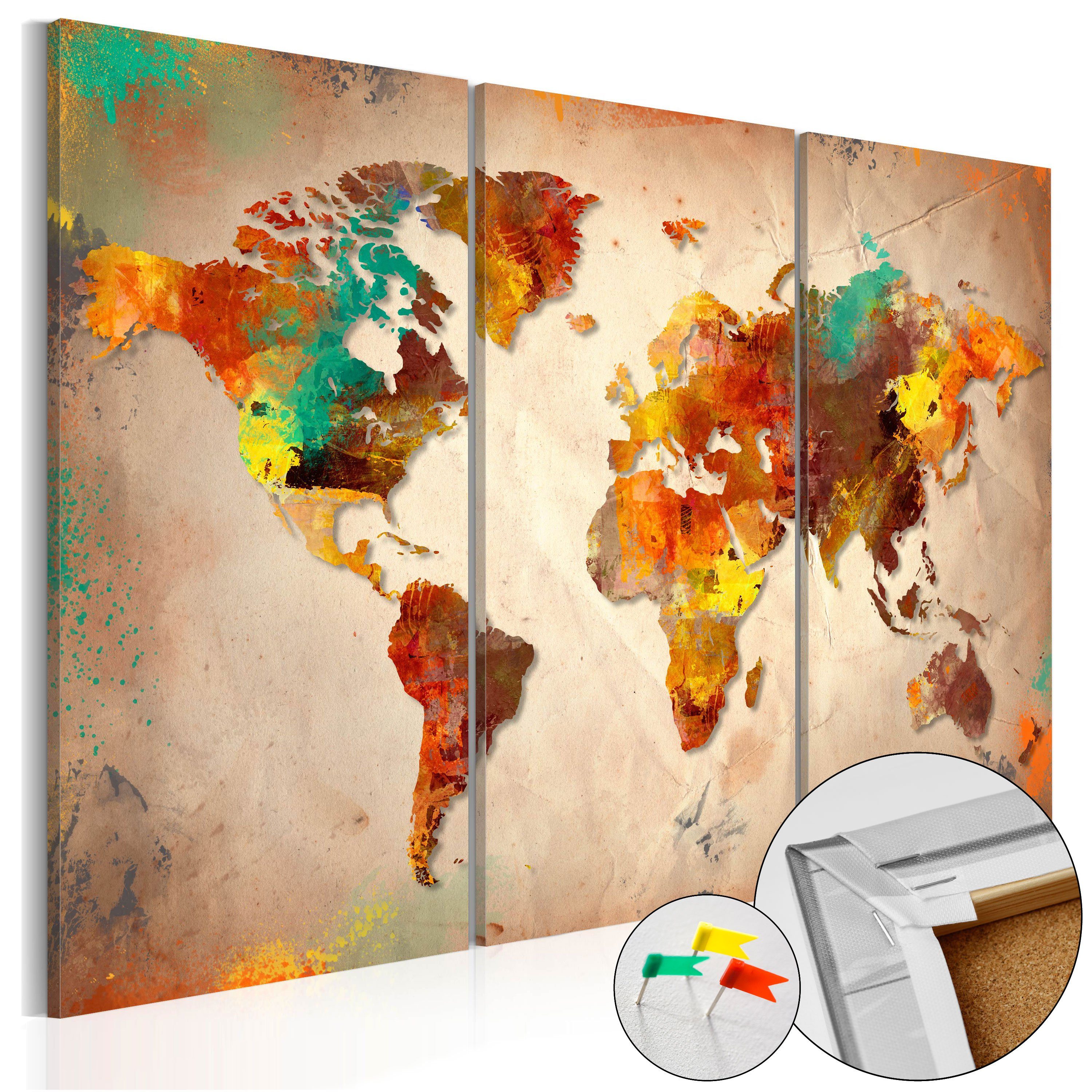 Painted Pinnwand Map] World Artgeist [Cork