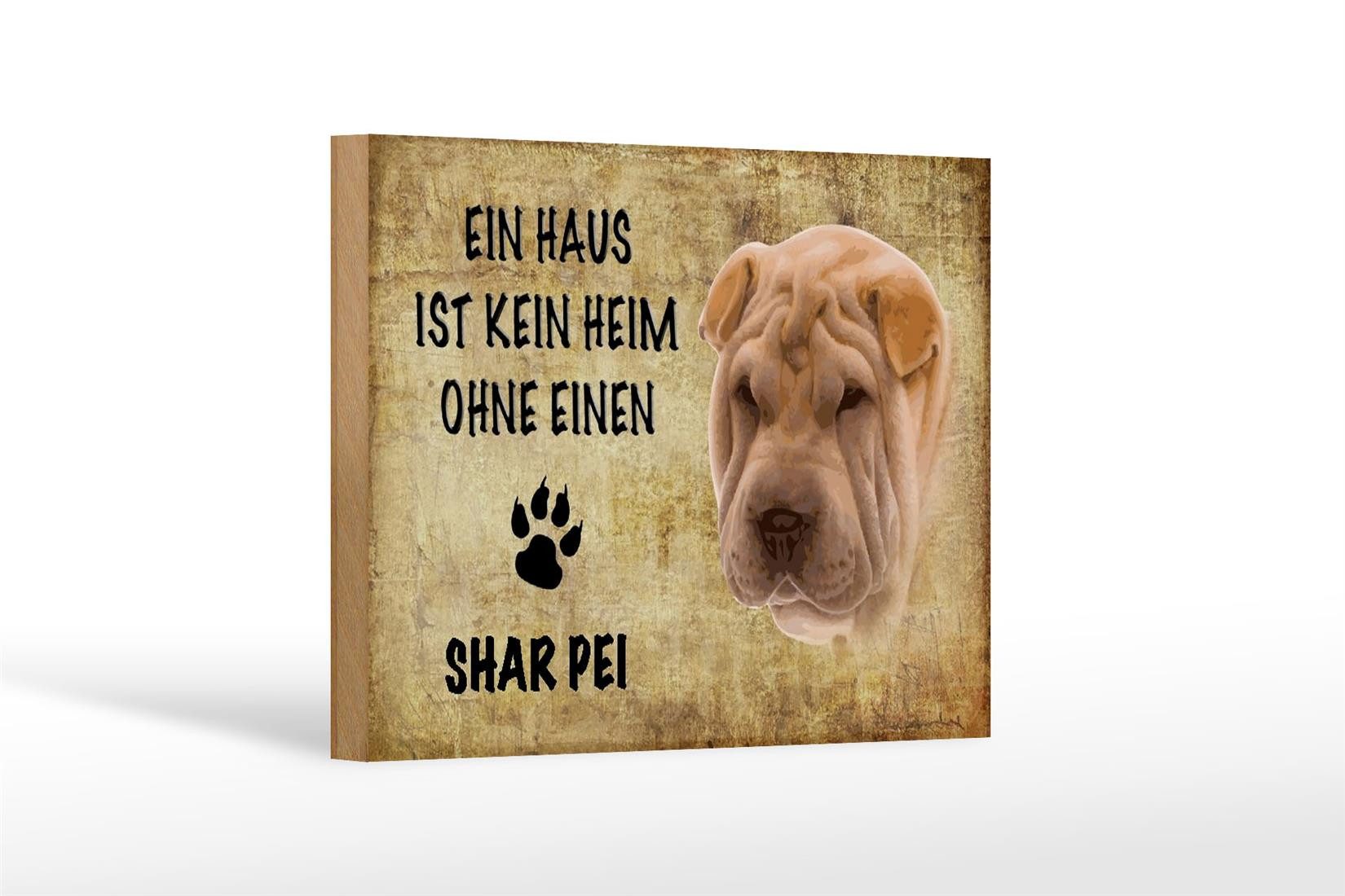 Holzbild Spruch 18x12 cm Shar Pei Hund
