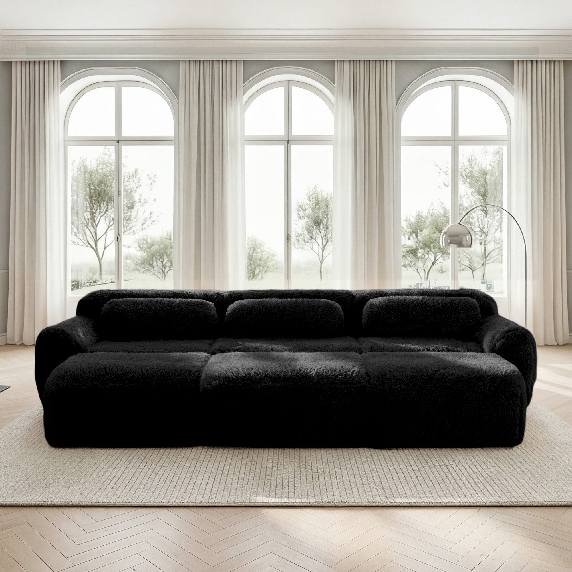 STILVORA Schlafsofa 3-Sitzer Sofa mit Fußhocker Modulare Sofa für Wohnzimmer, Schlafzimmer
