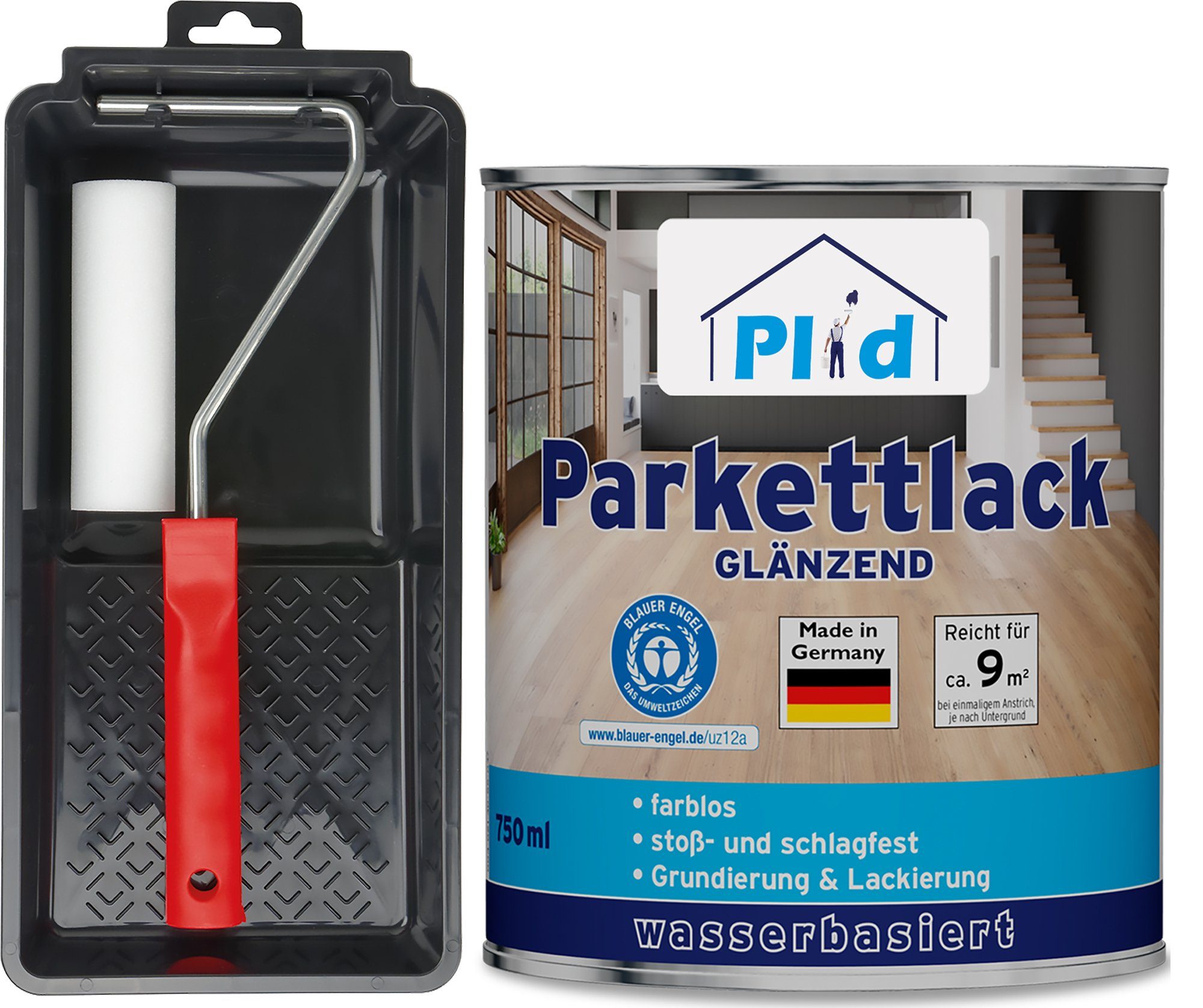 - Parkettlack Premium Farblos Farblos plid Glänzend Klarlack Set, und Parkettsiegel Treppen- Schnelltrocknend Parkettlack